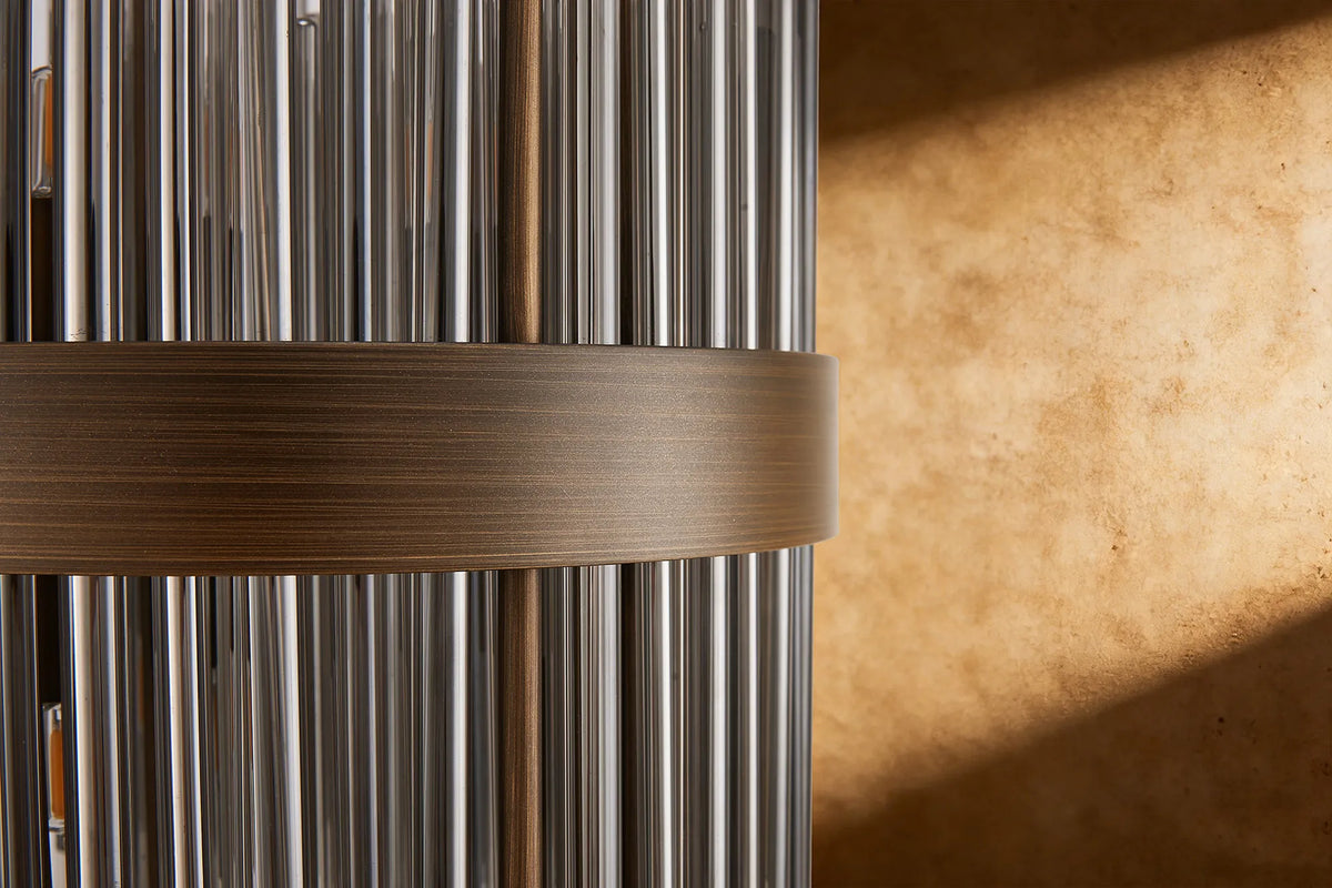 Fabula Kempton Glass Rod Table Lamp – 26 cm – Painted Matt Bronze & Smoke