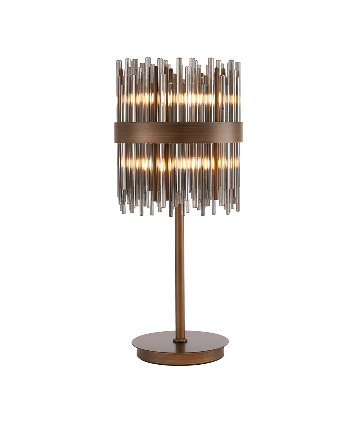 Fabula Kempton Glass Rod Table Lamp – 26 cm – Painted Matt Bronze & Smoke 26 cm