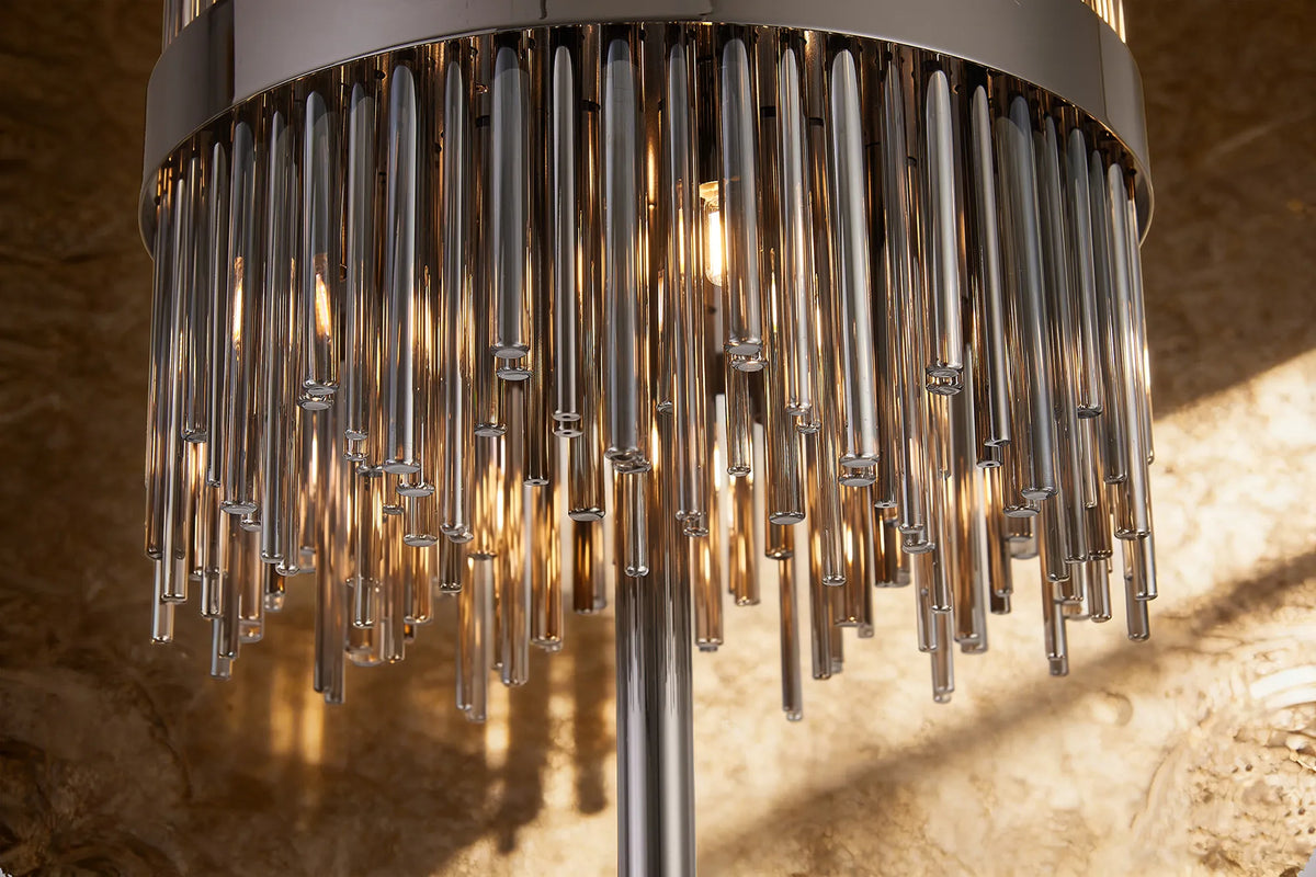 Fabula Kempton Glass Rod Floor Lamp – 35 cm – Black Chrome & Smoke