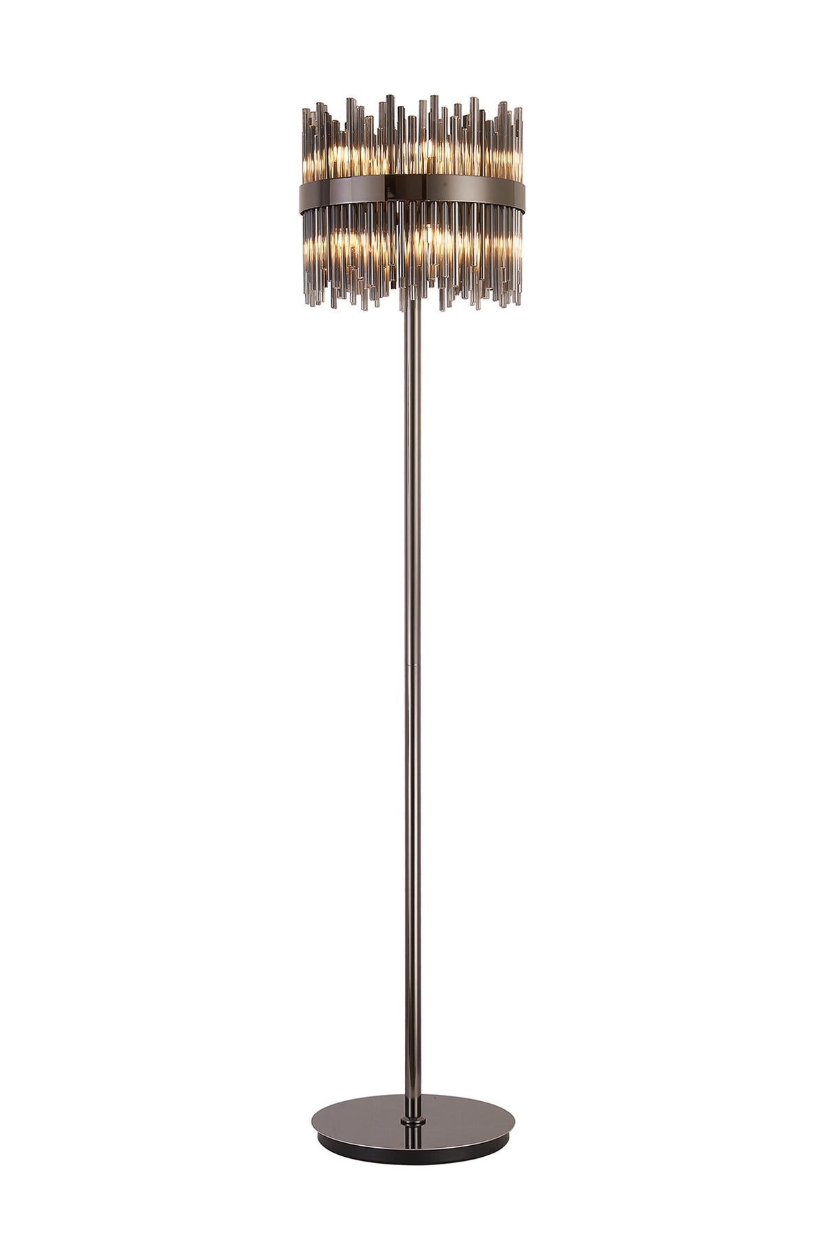 Fabula Kempton Glass Rod Floor Lamp – 35 cm – Black Chrome & Smoke 35 cm