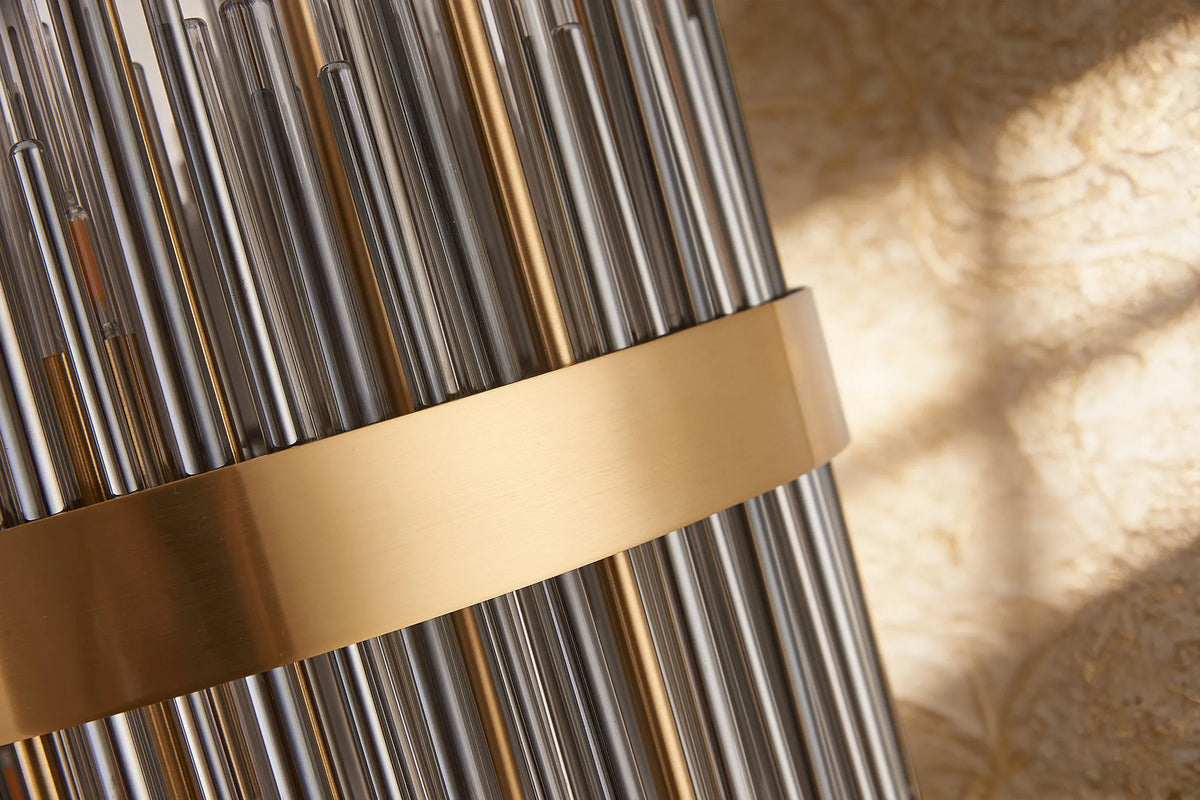 Fabula Kempton Glass Rod Floor Lamp – 35 cm – Brass & Smoke
