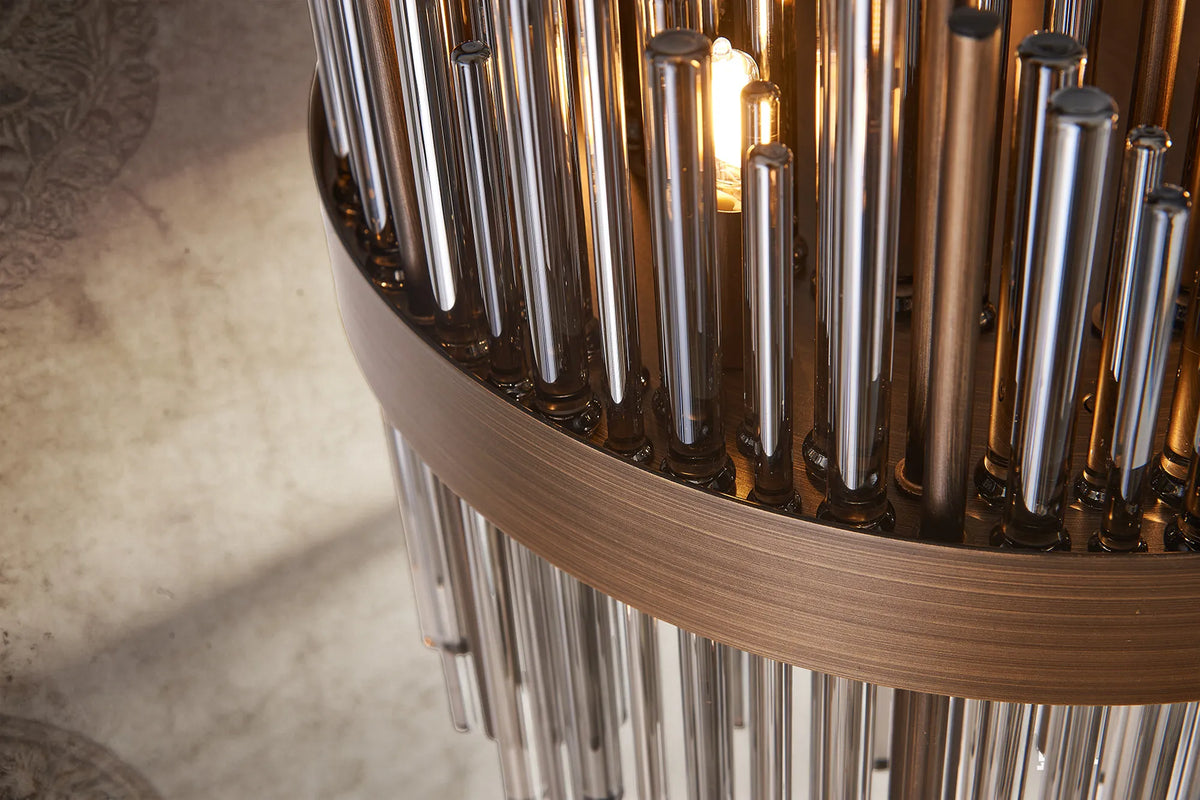 Fabula Kempton Glass Rod Floor Lamp – 35 cm – Painted Matt Bronze & Smoke