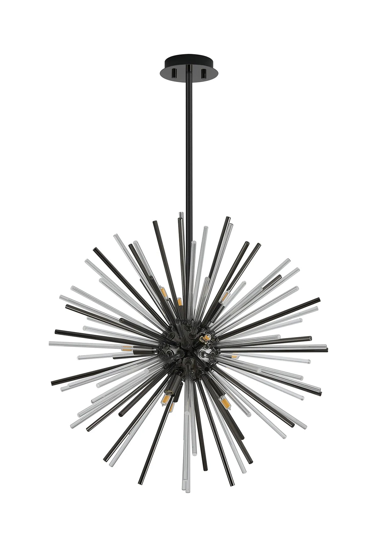 Fabula Kempton Sputnik Glass Rod Round Pendant Light – Black Chrome & Clear