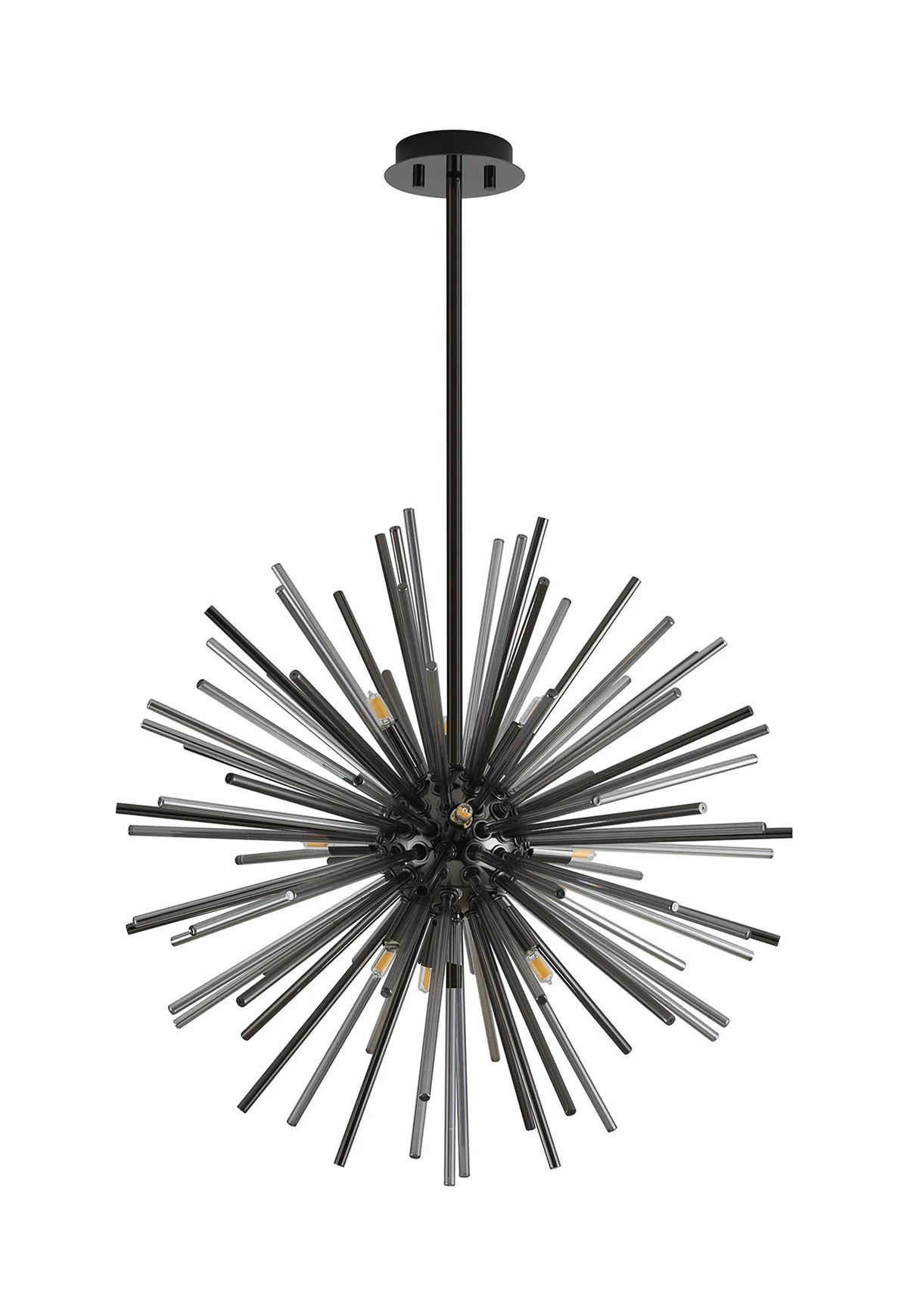 Fabula Kempton Sputnik Glass Rod Round Pendant Light – Black Chrome & Smoke