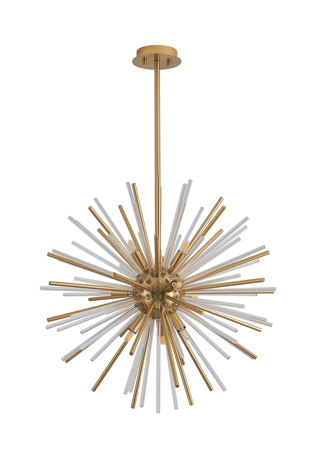 Fabula Kempton Sputnik Glass Rod Round Pendant Light – Brass & Clear