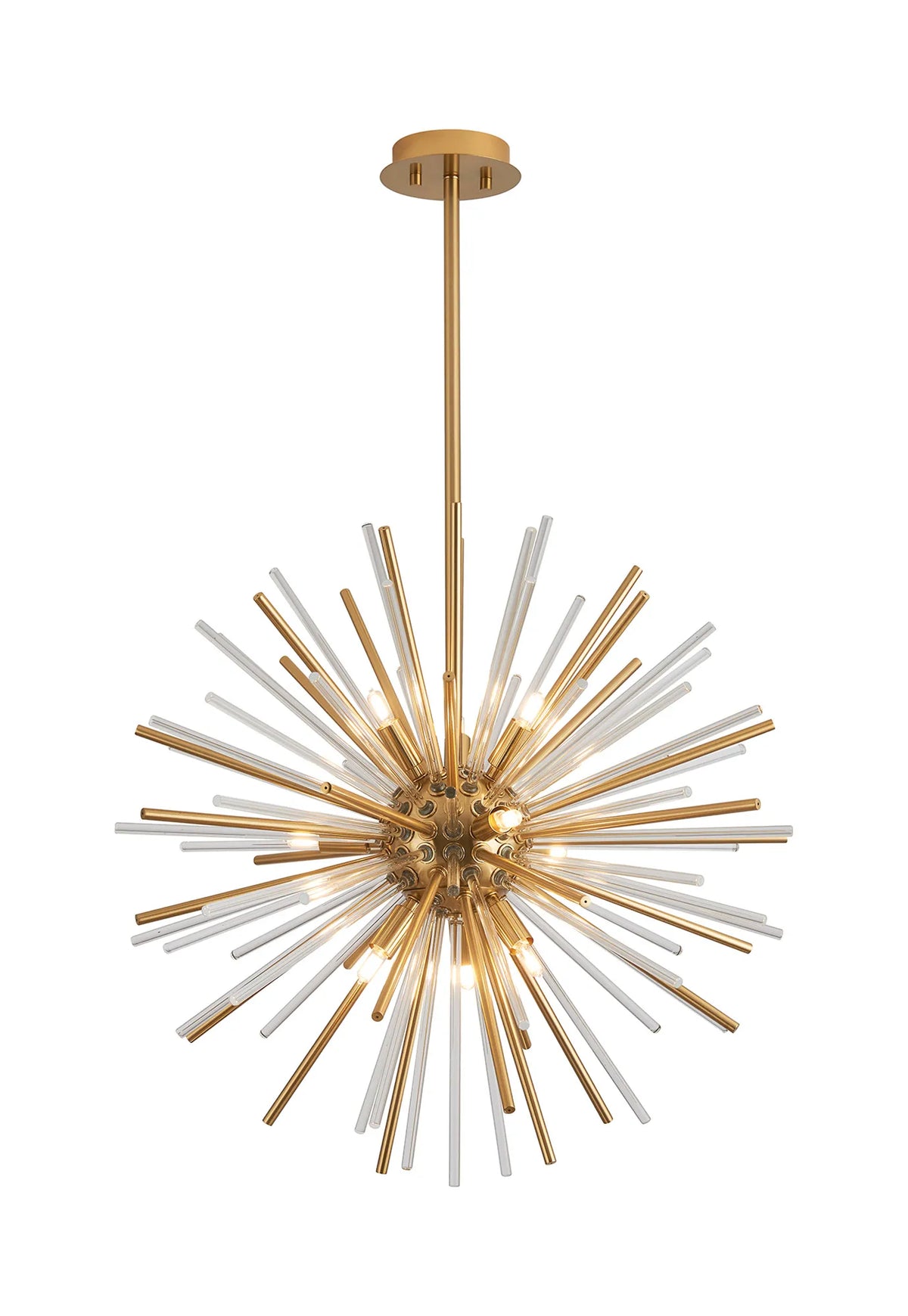 Fabula Kempton Sputnik Glass Rod Round Pendant Light – Brass & Clear 55 cm