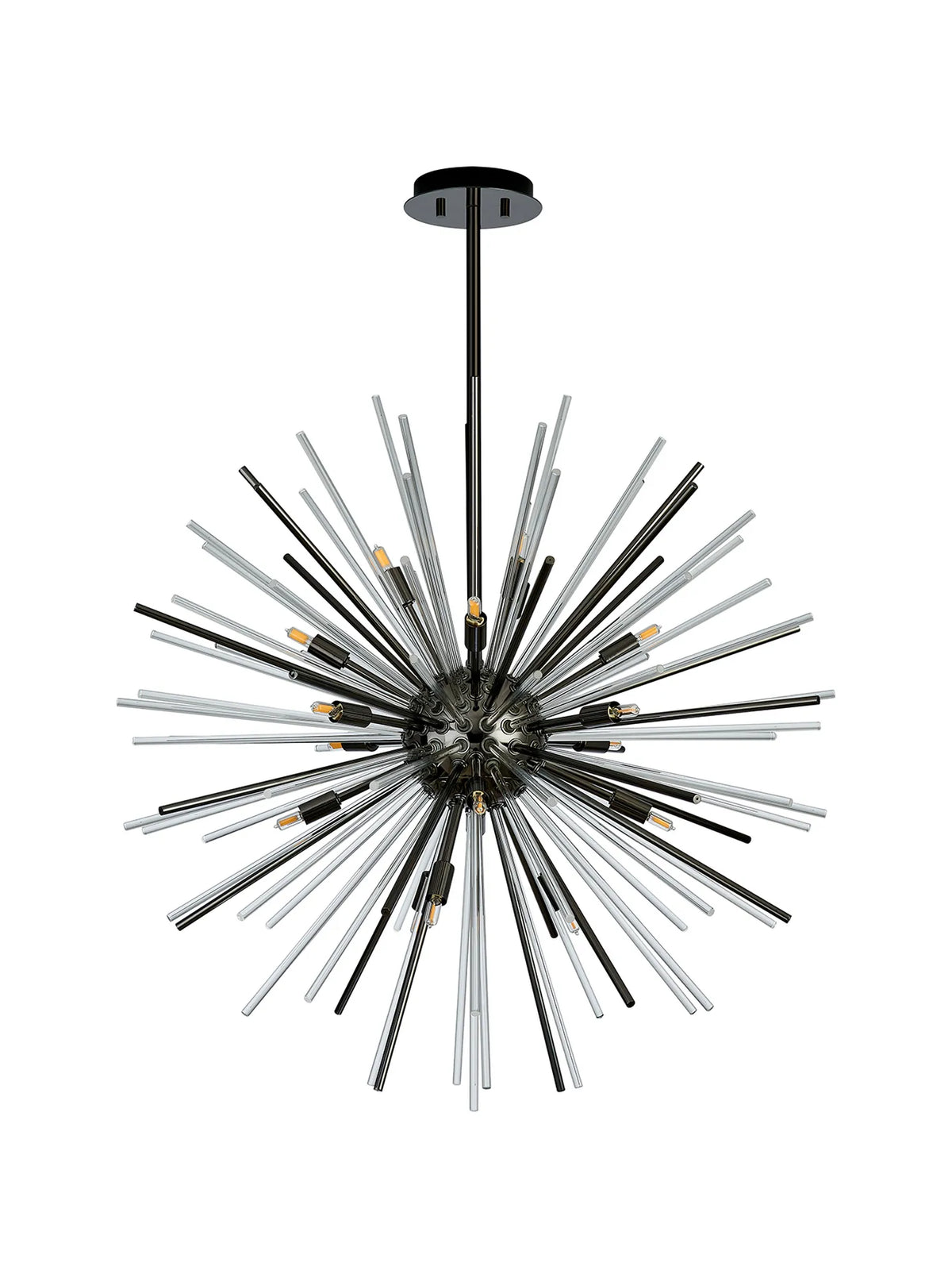 Fabula Kempton Sputnik Glass Rod Round Pendant Light – Black Chrome & Clear