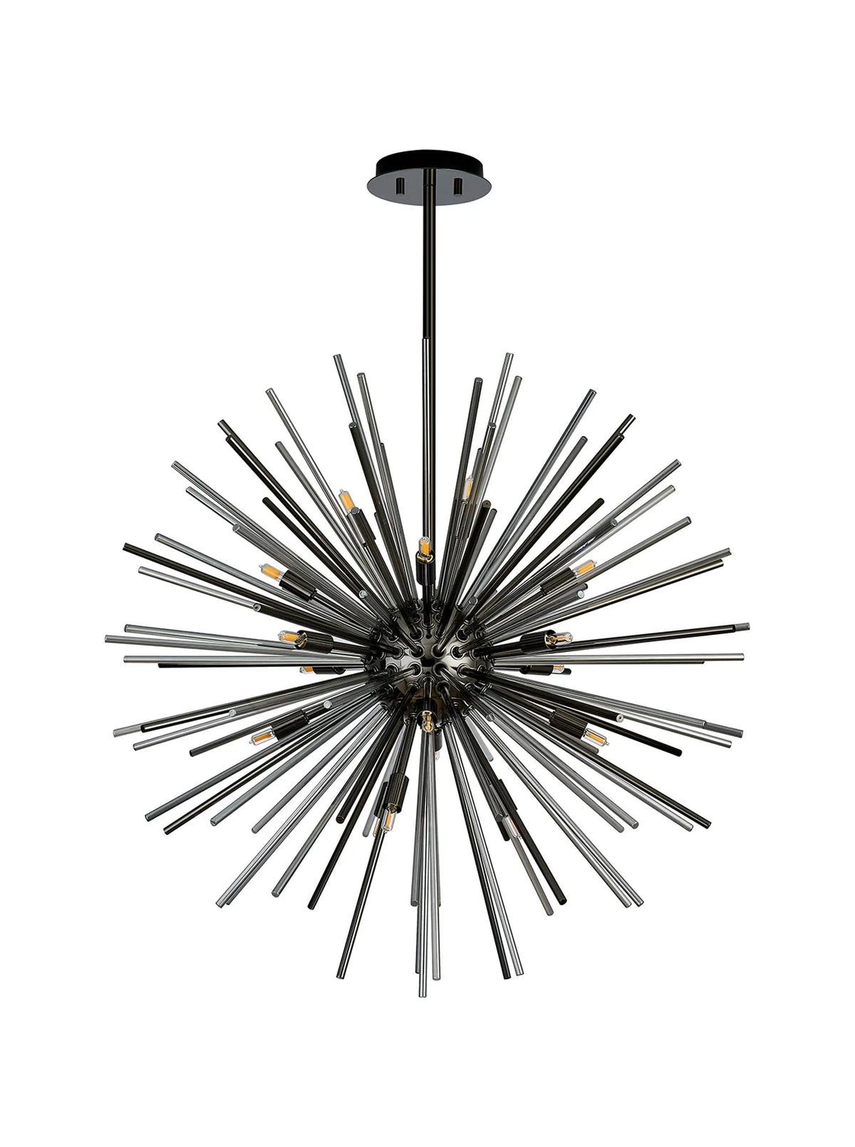 Fabula Kempton Sputnik Glass Rod Round Pendant Light – Black Chrome & Smoke