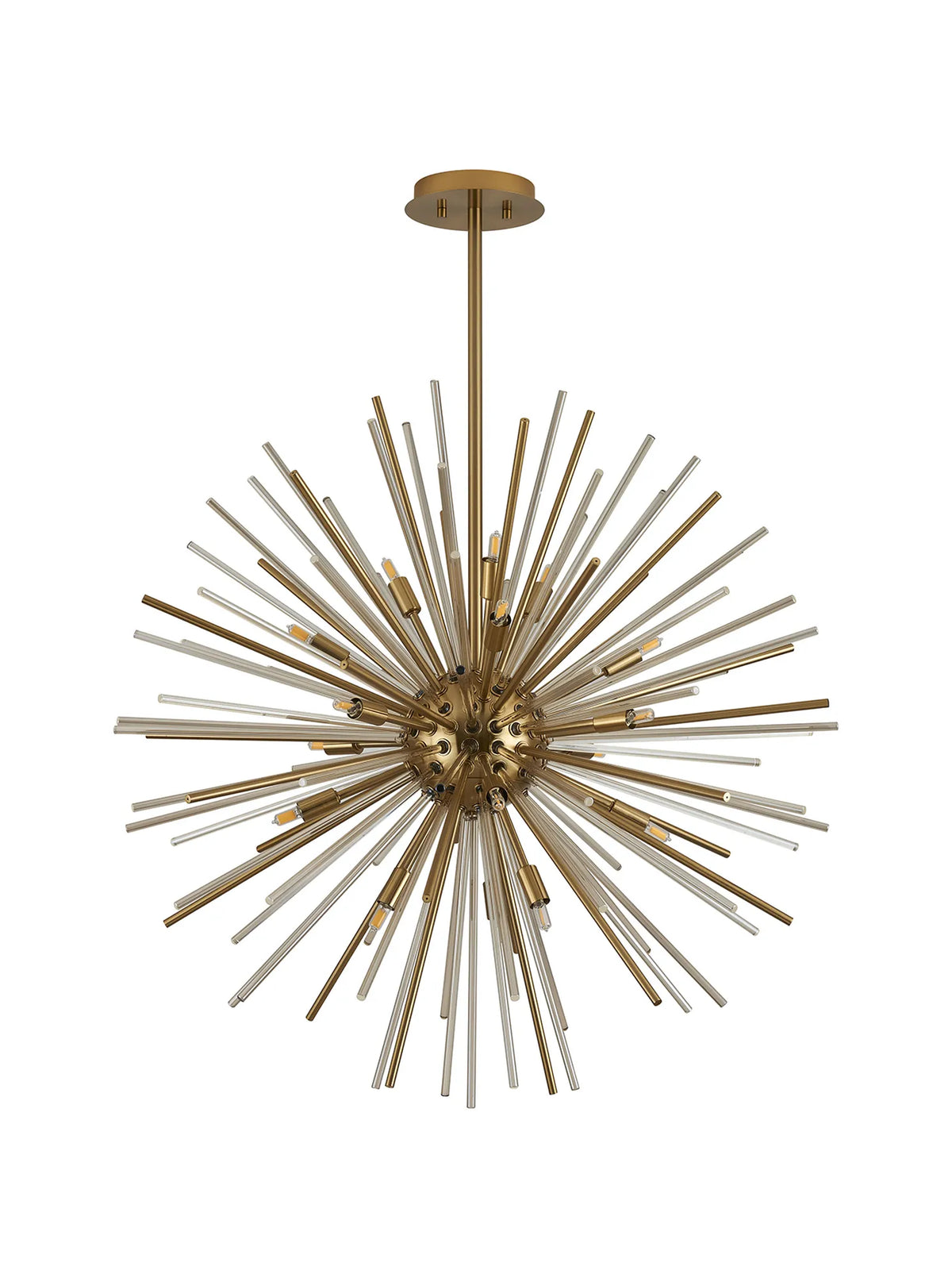 Fabula Kempton Sputnik Glass Rod Round Pendant Light – Brass & Cognac