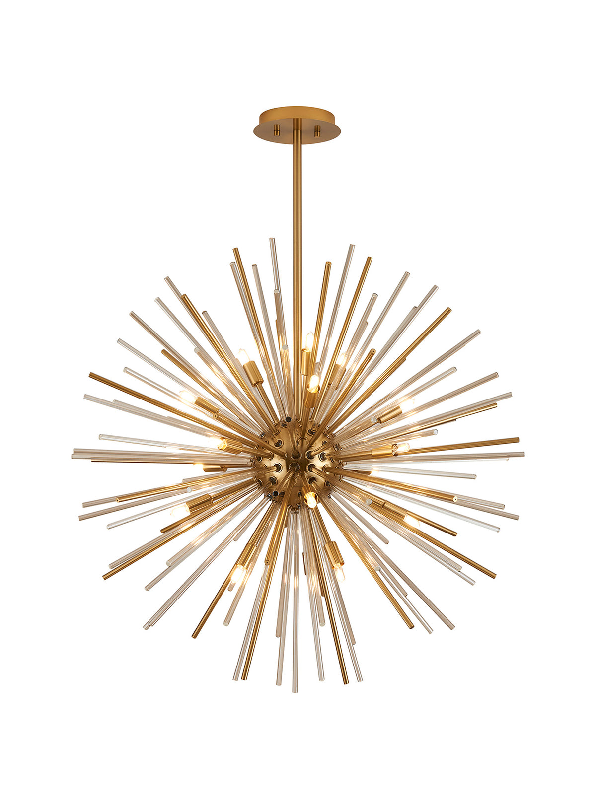 Fabula Kempton Sputnik Glass Rod Round Pendant Light – Brass & Cognac 75 cm