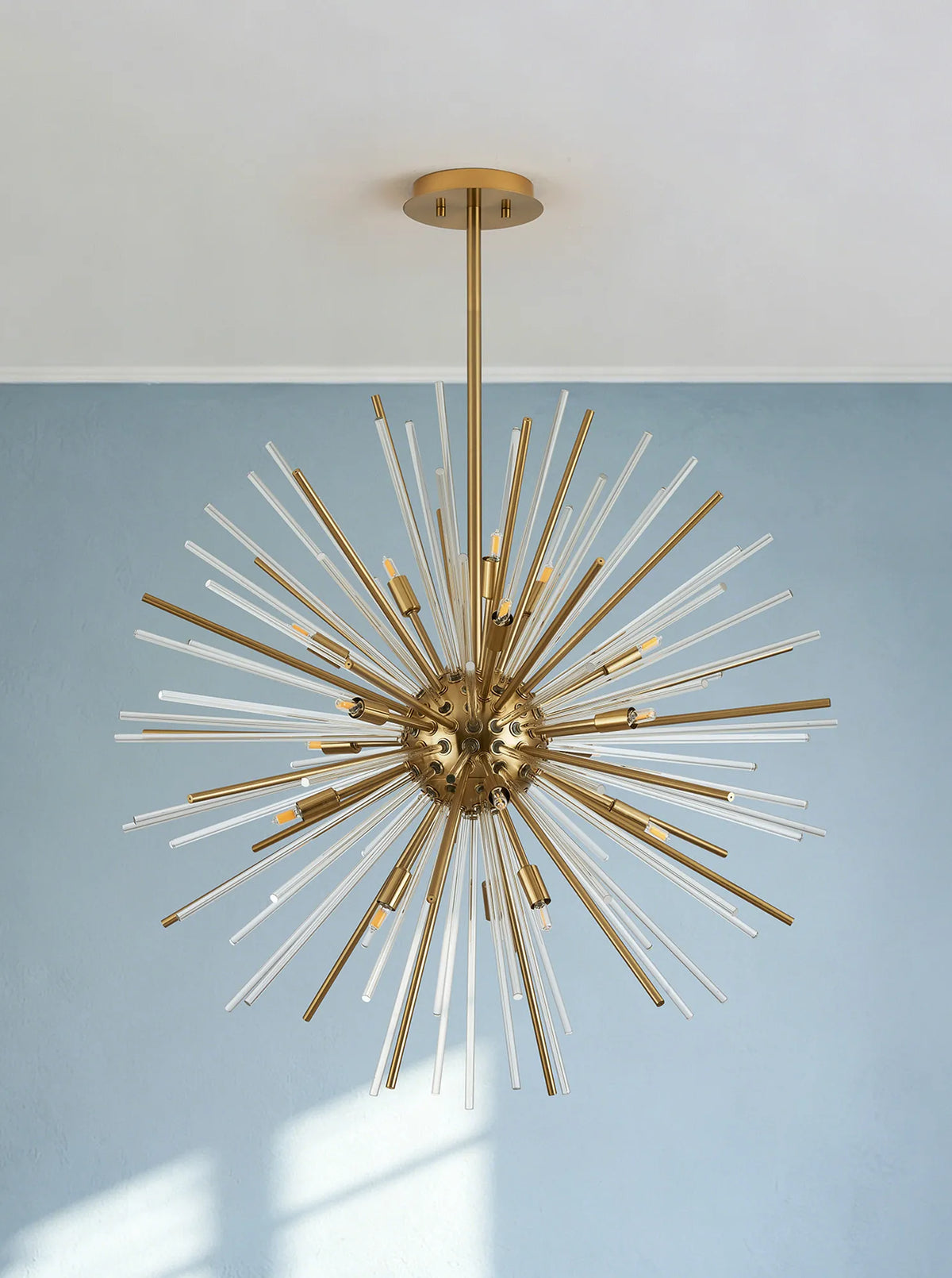 Fabula Kempton Sputnik Glass Rod Round Pendant Light – Brass & Clear