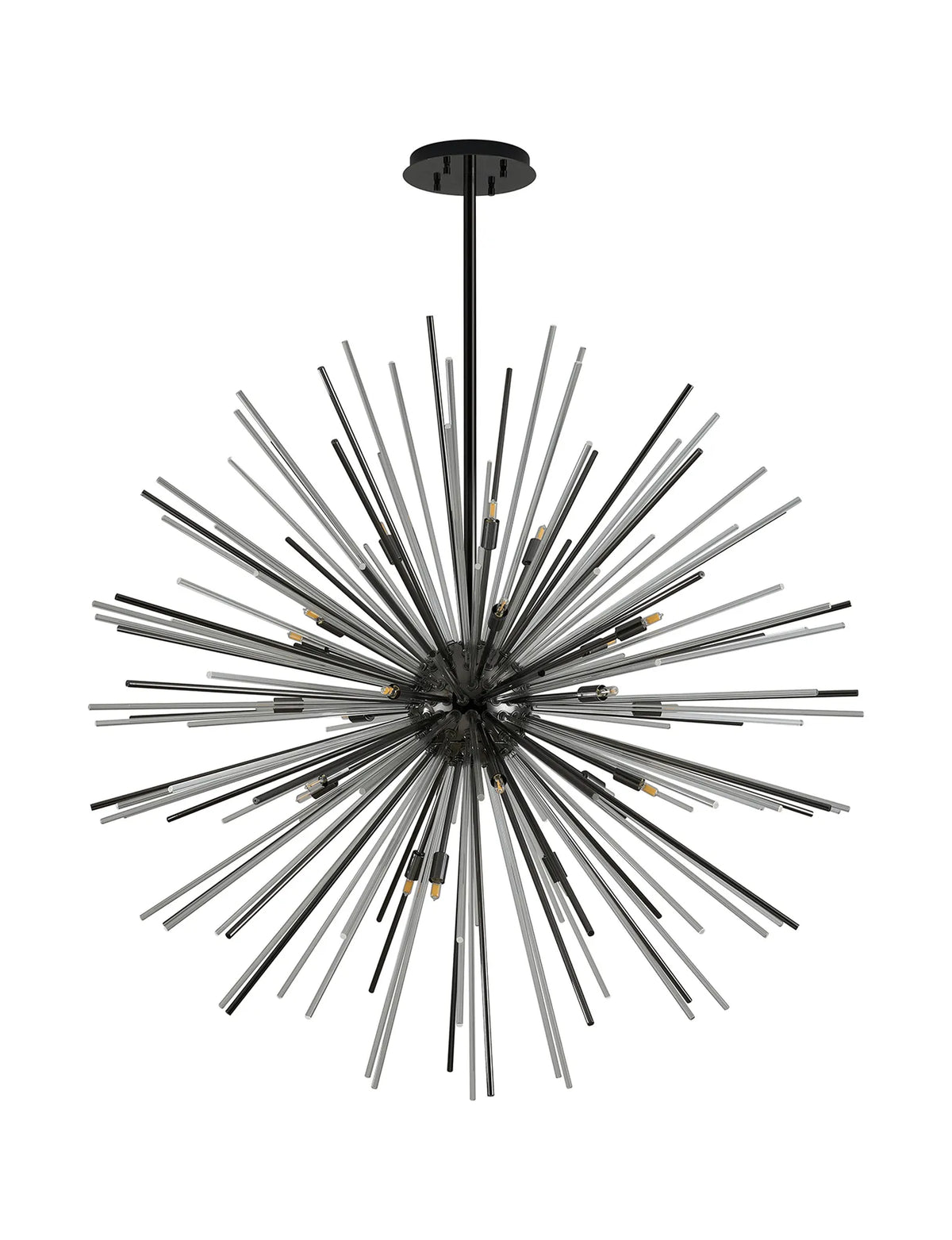 Fabula Kempton Sputnik Glass Rod Round Pendant Light – Black Chrome & Clear