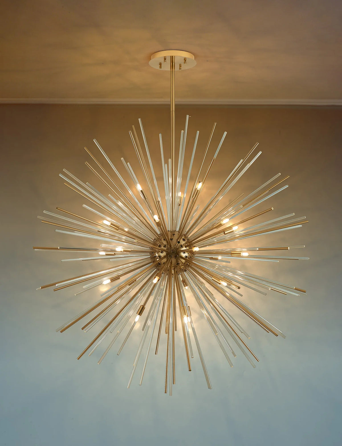 Fabula Kempton Sputnik Glass Rod Round Pendant Light – Brass & Cognac