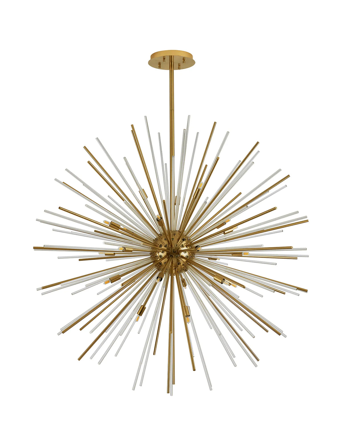 Fabula Kempton Sputnik Glass Rod Round Pendant Light – Brass & Clear
