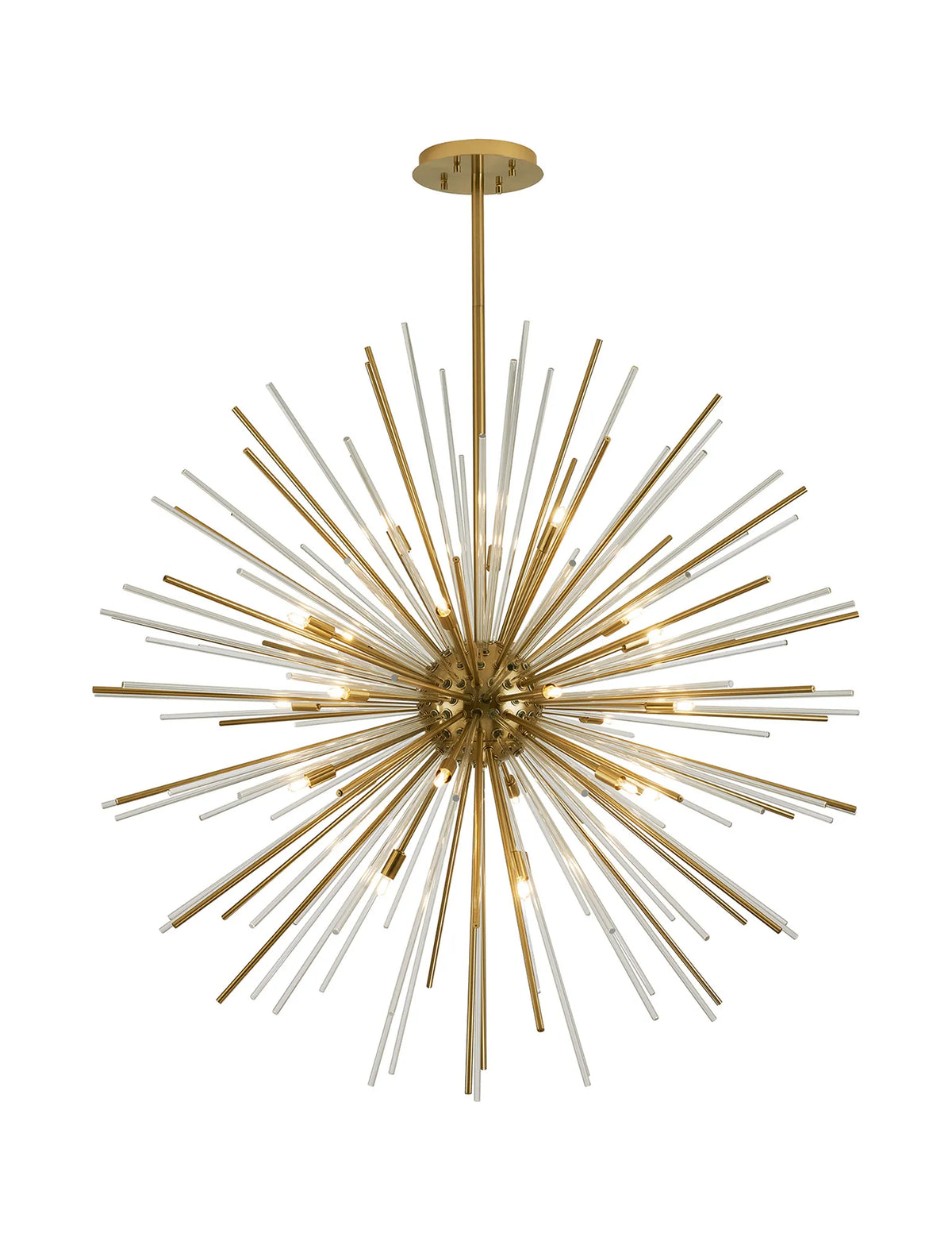 Fabula Kempton Sputnik Glass Rod Round Pendant Light – Brass & Clear 112 cm