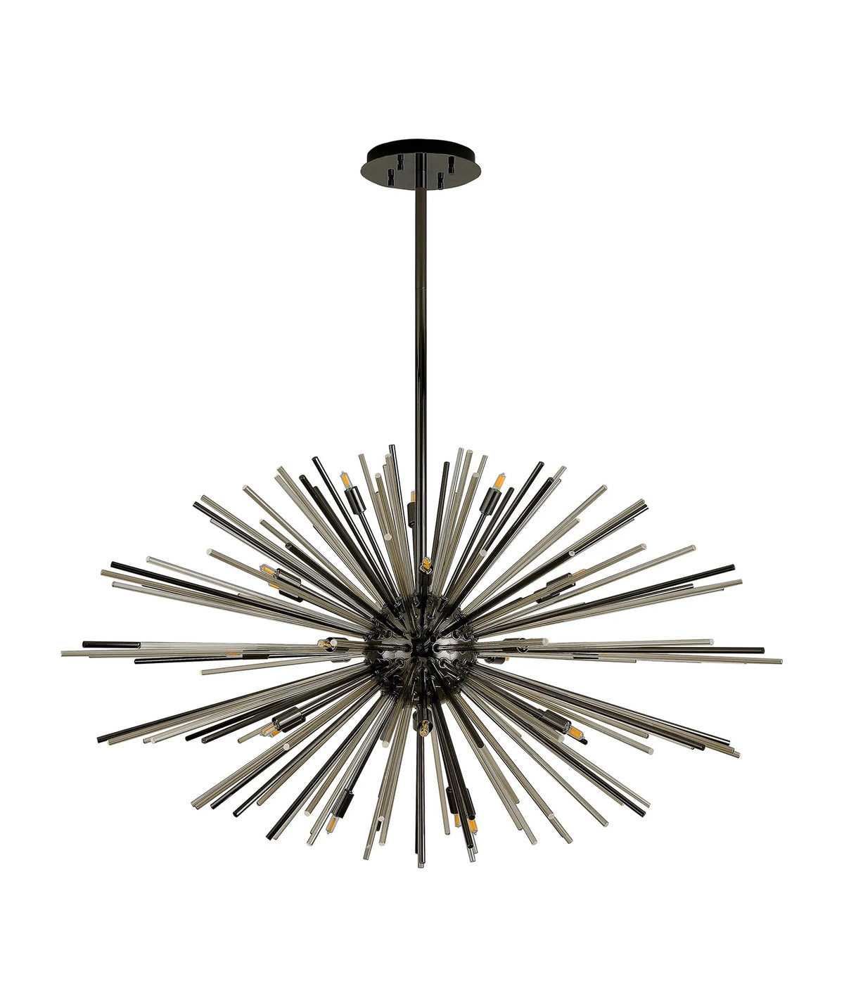 Fabula Kempton Sputnik Glass Rod Horizontal Oval Pendant Light – 112 cm – Black Chrome & Cognac