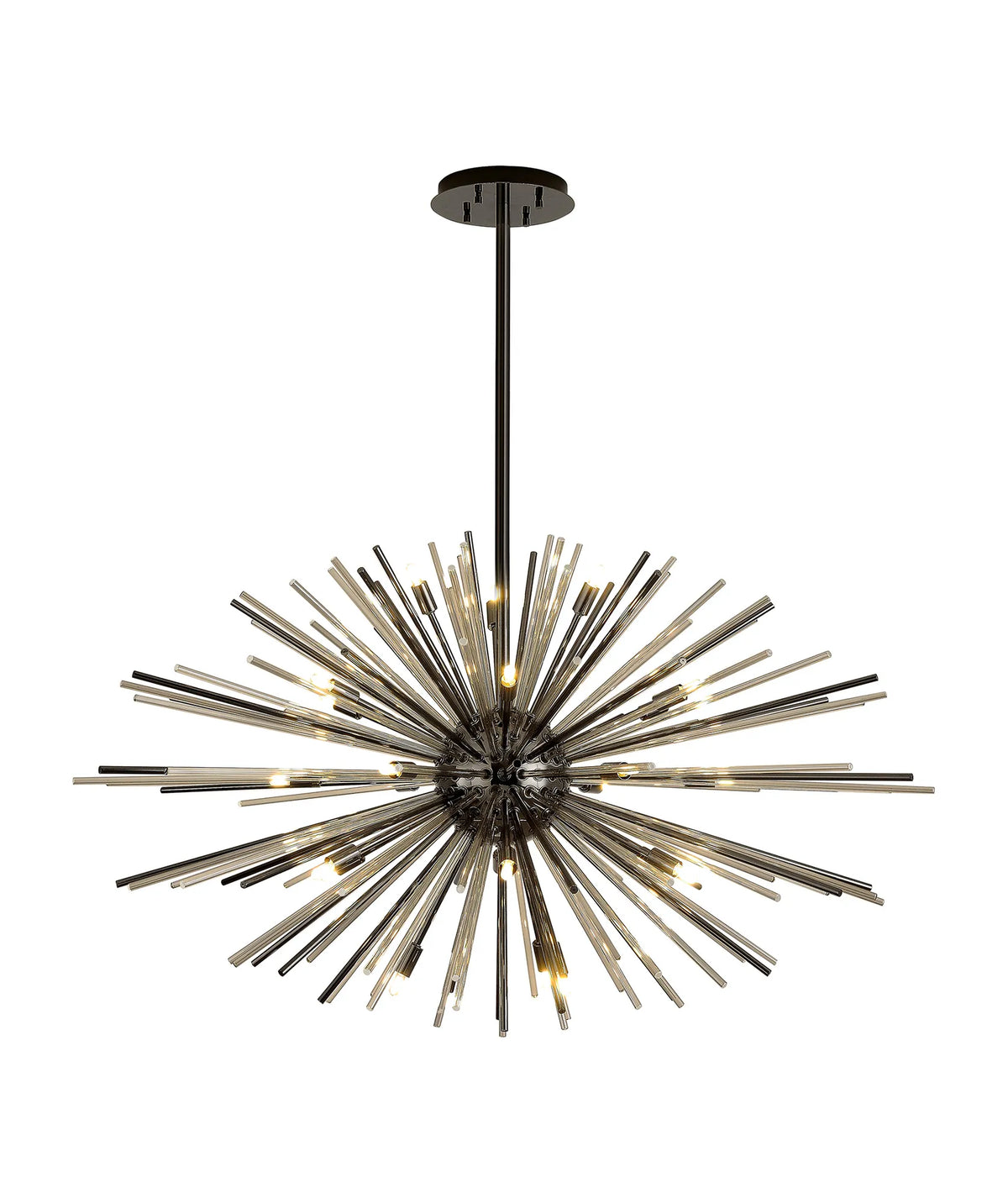 Fabula Kempton Sputnik Glass Rod Horizontal Oval Pendant Light – 112 cm – Black Chrome & Cognac 112 cm