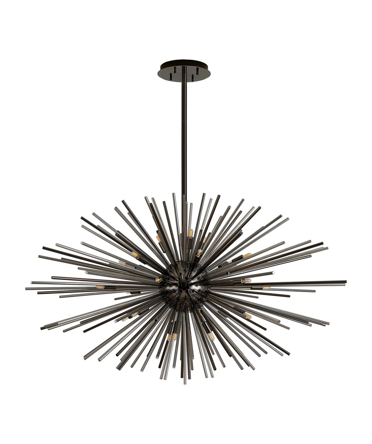 Fabula Kempton Sputnik Glass Rod Horizontal Oval Pendant Light – 112 cm – Black Chrome & Smoke