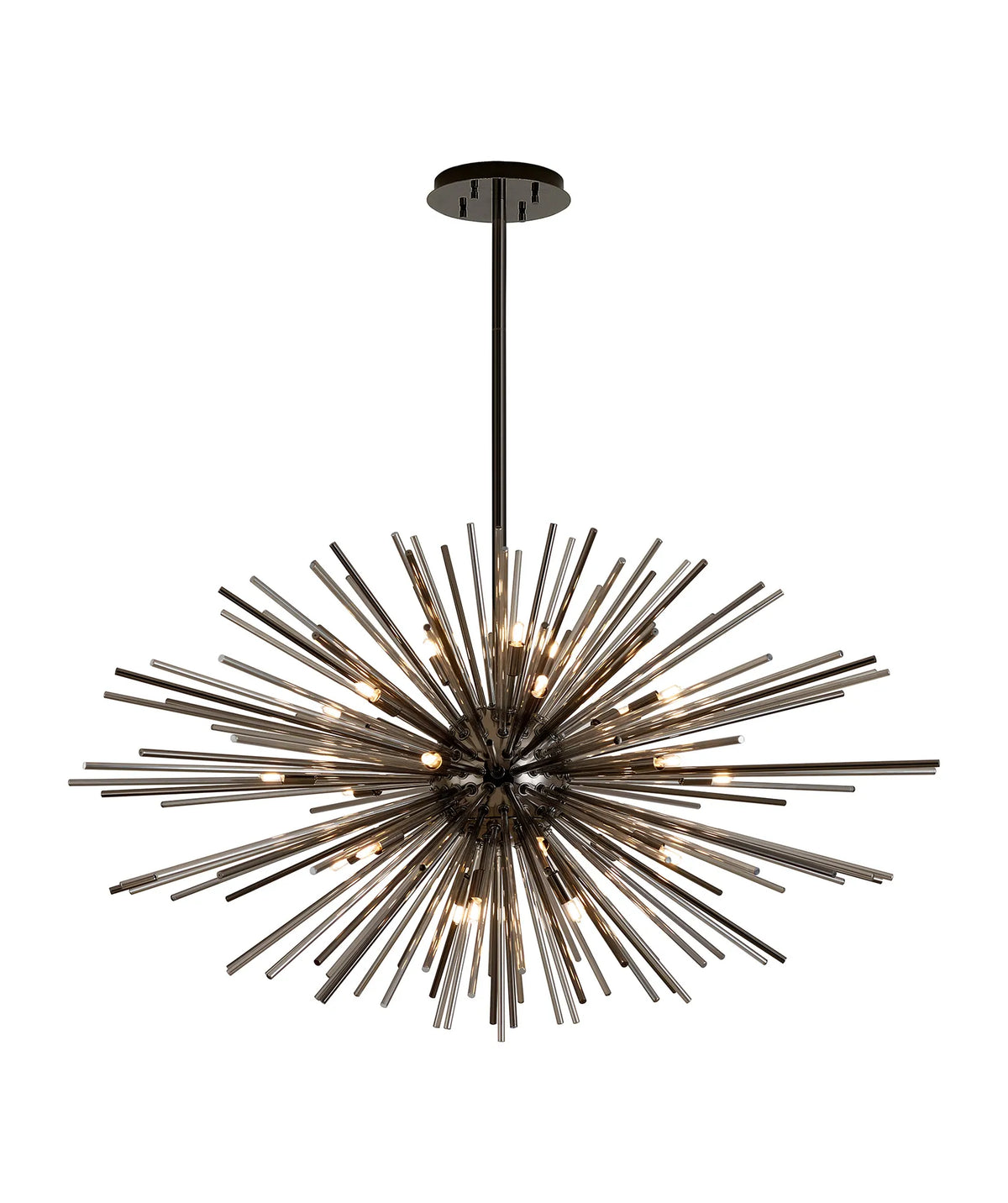 Fabula Kempton Sputnik Glass Rod Horizontal Oval Pendant Light – 112 cm – Black Chrome & Smoke 112 cm