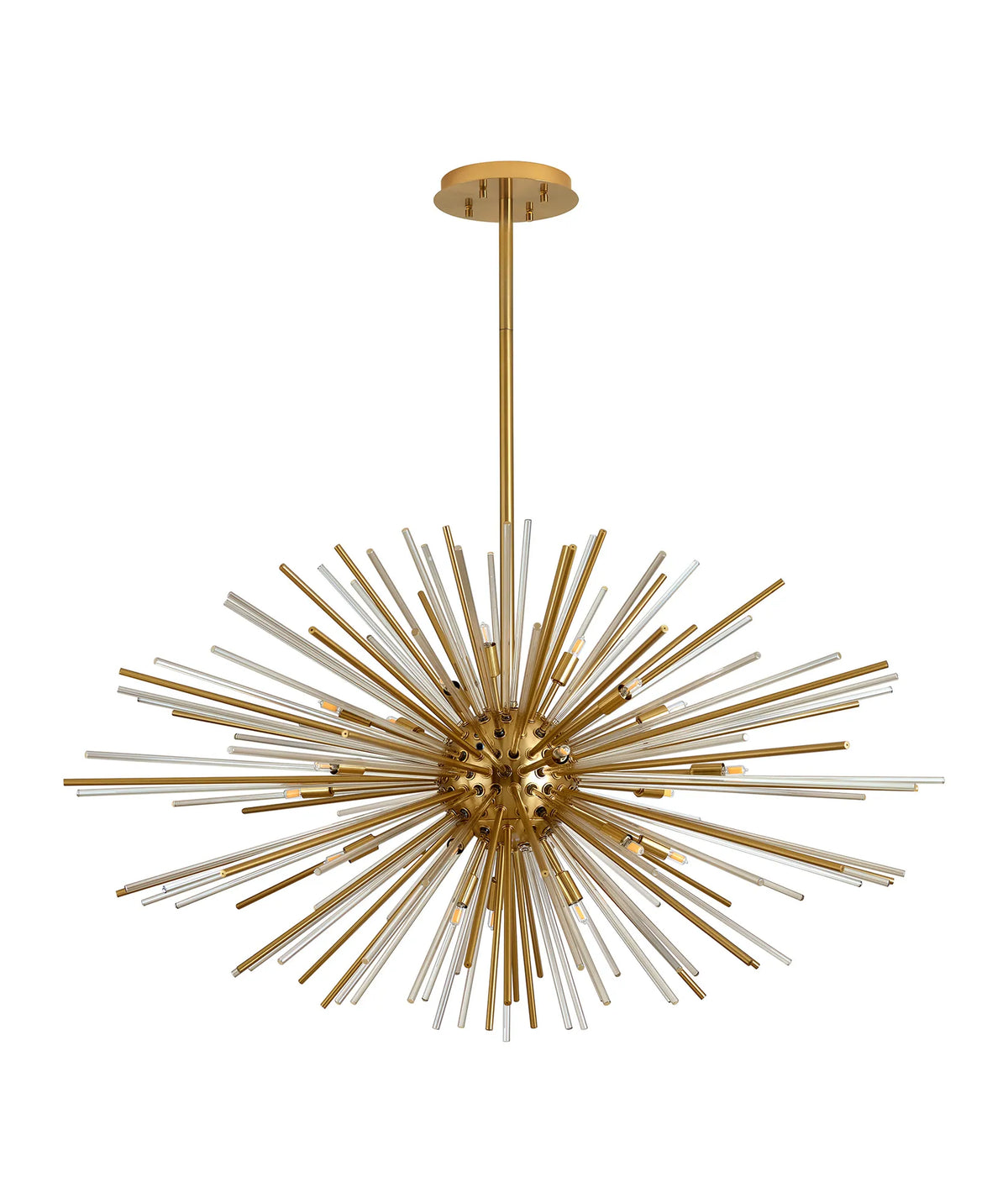 Fabula Kempton Sputnik Glass Rod Horizontal Oval Pendant Light – 112 cm – Brass & Cognac
