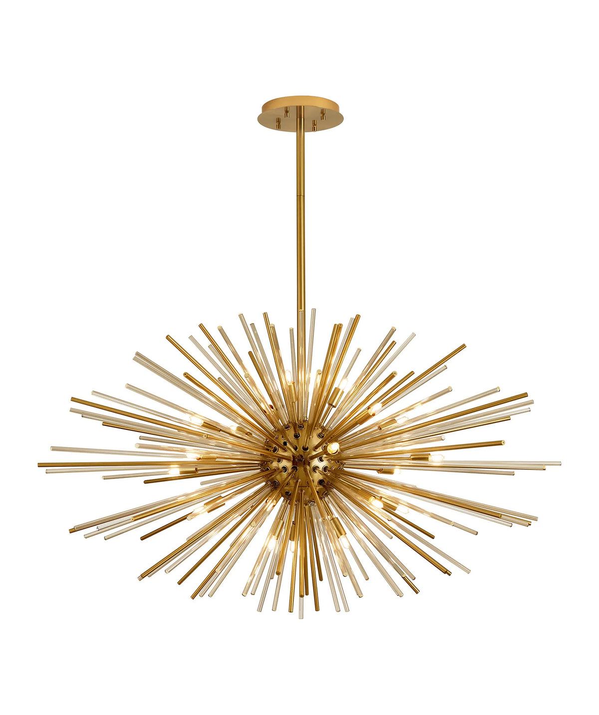 Fabula Kempton Sputnik Glass Rod Horizontal Oval Pendant Light – 112 cm – Brass & Cognac 112 cm