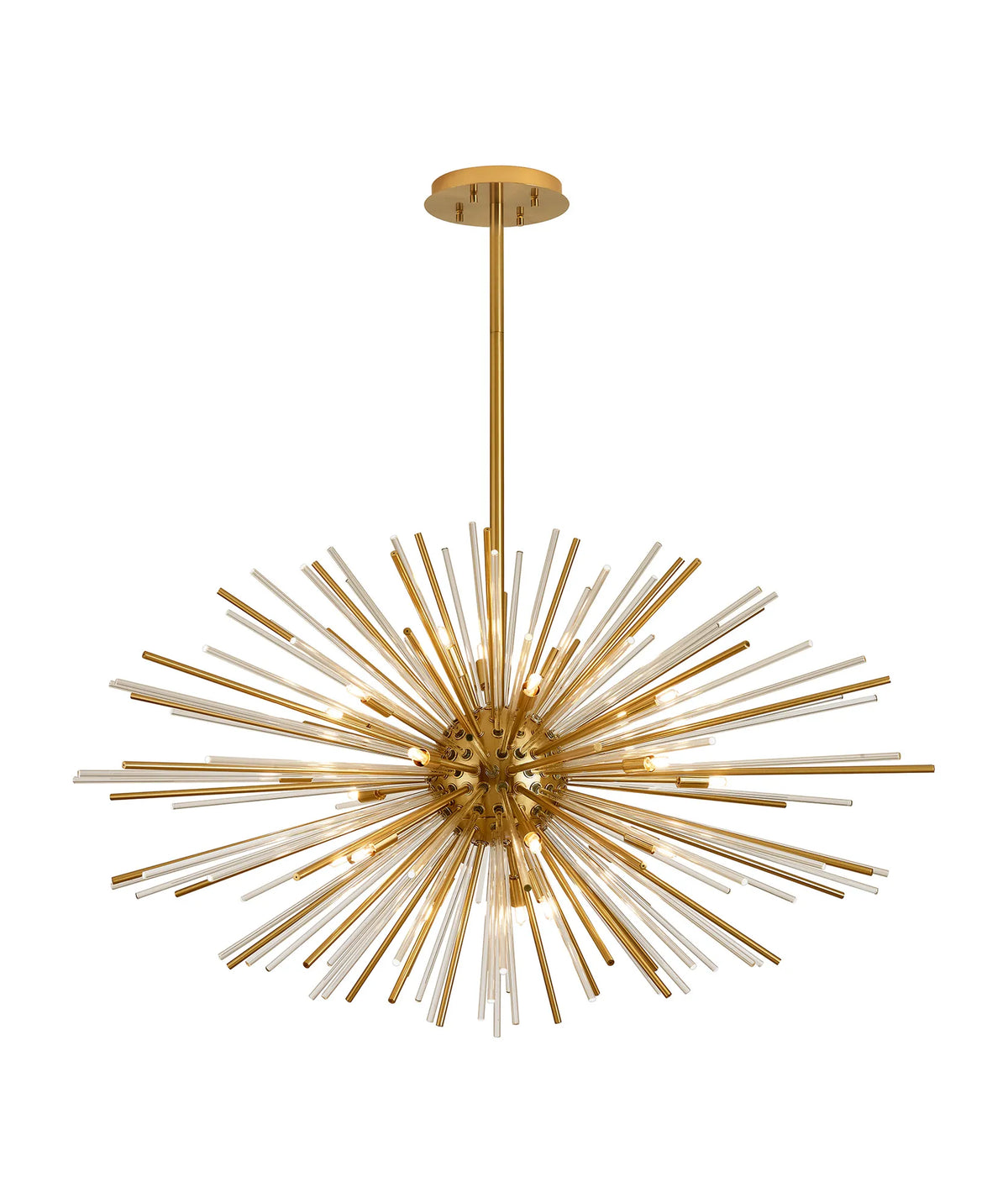 Fabula Kempton Sputnik Glass Rod Horizontal Oval Pendant Light – 112 cm – Brass & Clear 112 cm