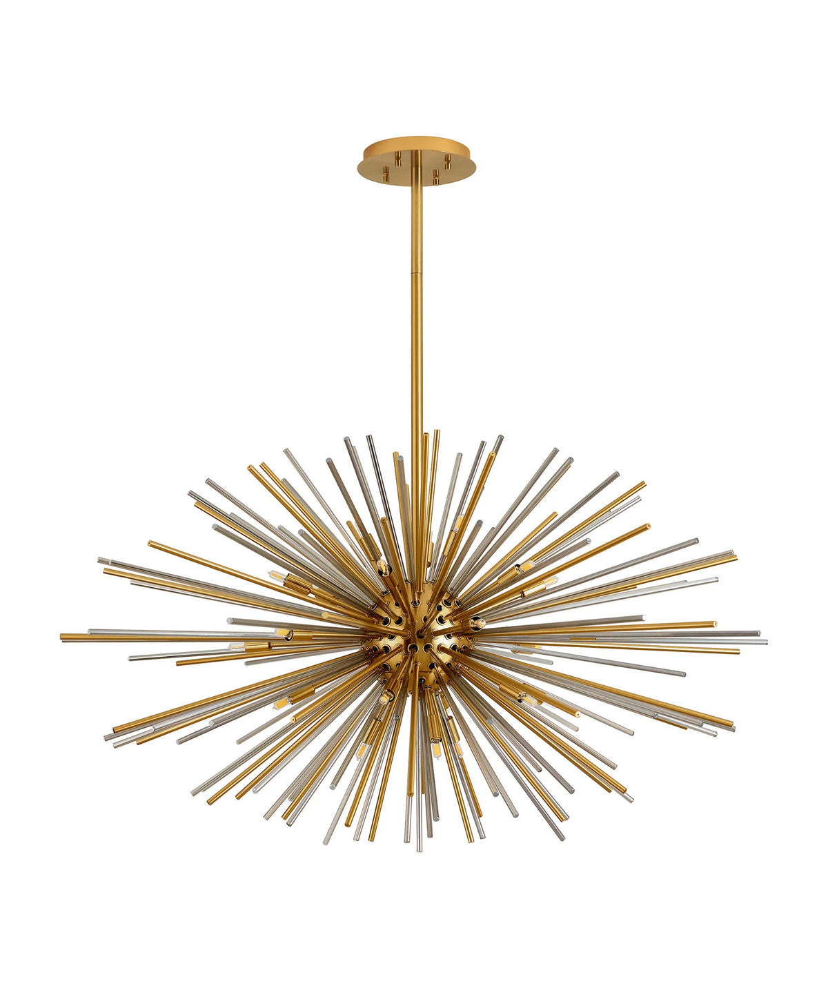 Fabula Kempton Sputnik Glass Rod Horizontal Oval Pendant Light – 112 cm – Brass & Smoke