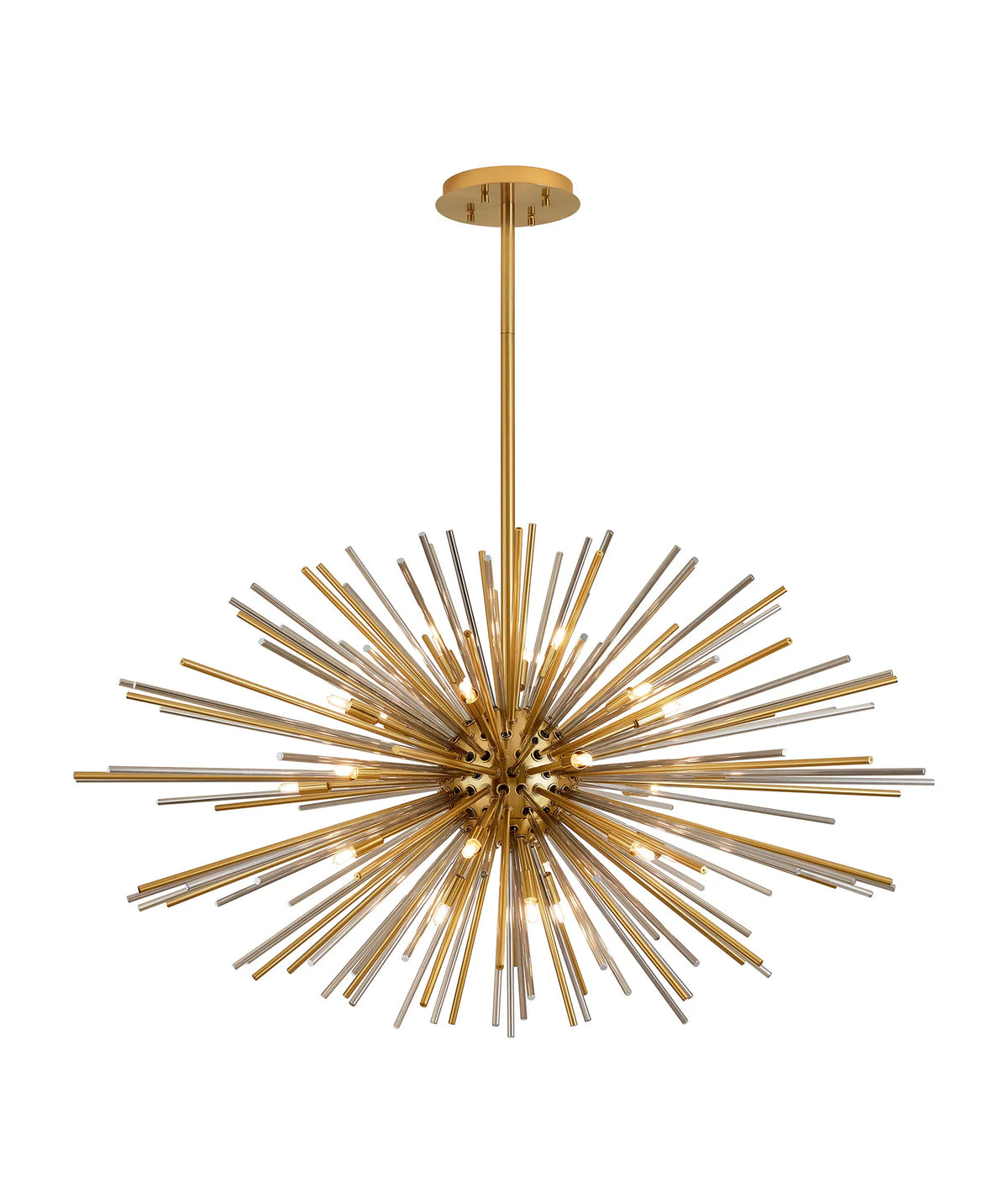 Fabula Kempton Sputnik Glass Rod Horizontal Oval Pendant Light – 112 cm – Brass & Smoke 112 cm