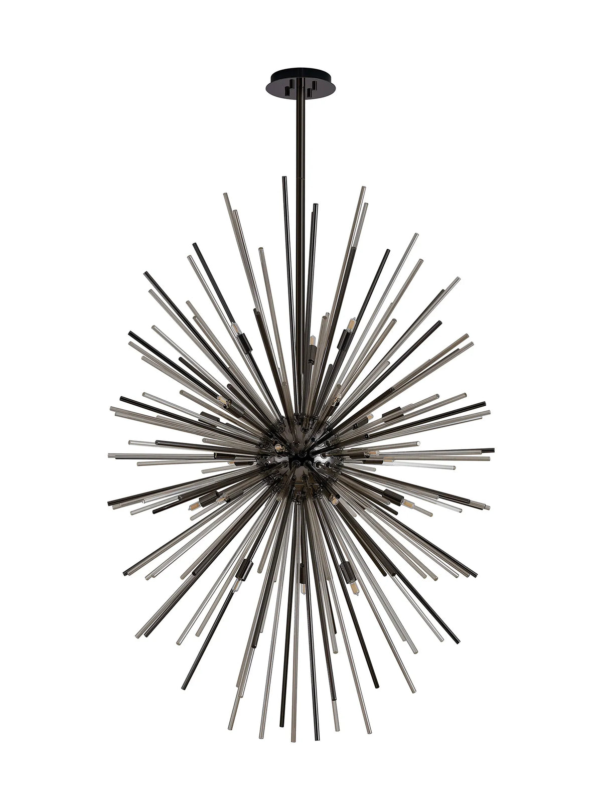 Fabula Kempton Sputnik Glass Rod Vertical Oval Pendant Light – 75 cm – Black Chrome & Cognac