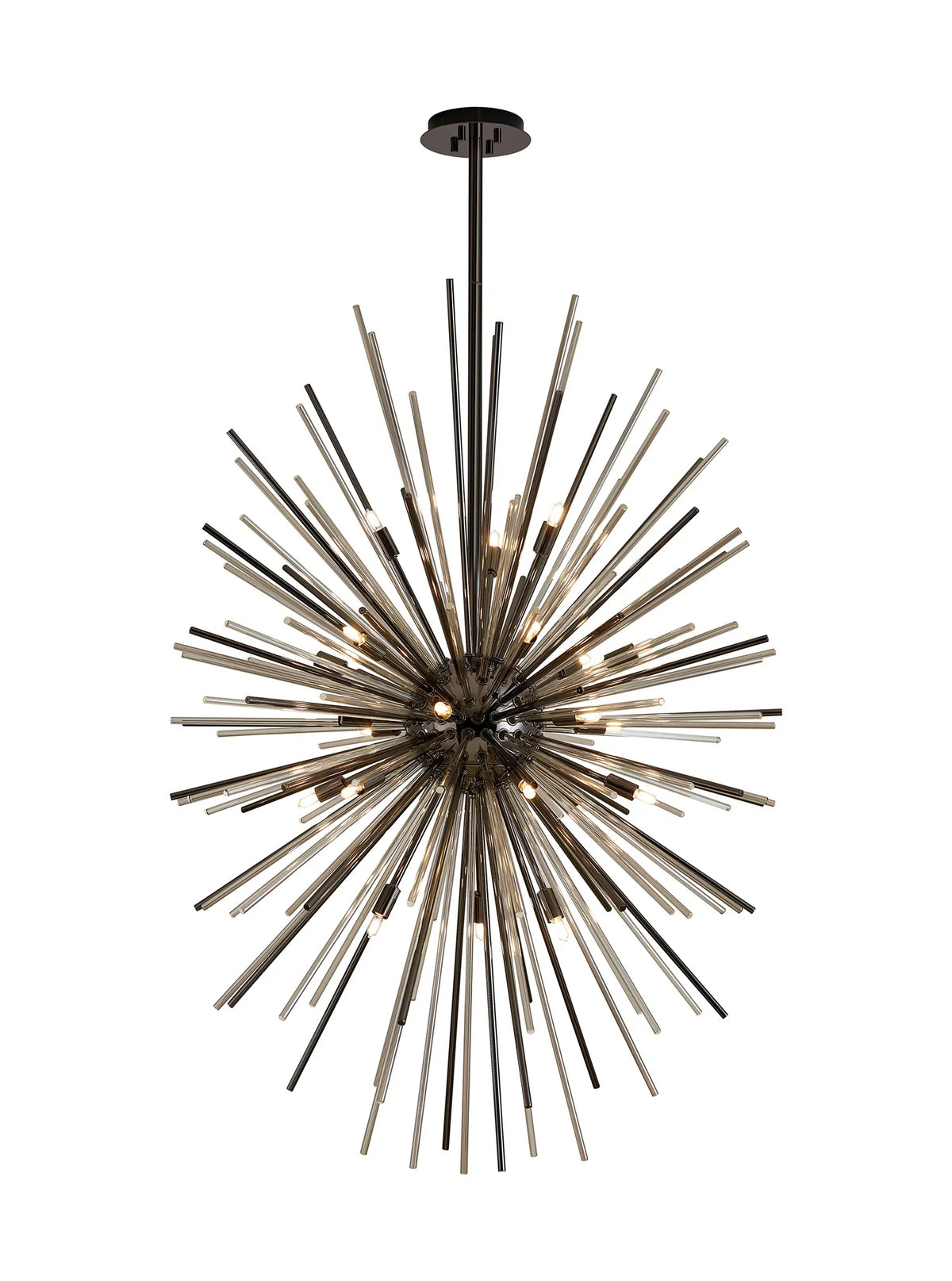Fabula Kempton Sputnik Glass Rod Vertical Oval Pendant Light – 75 cm – Black Chrome & Cognac 75 cm