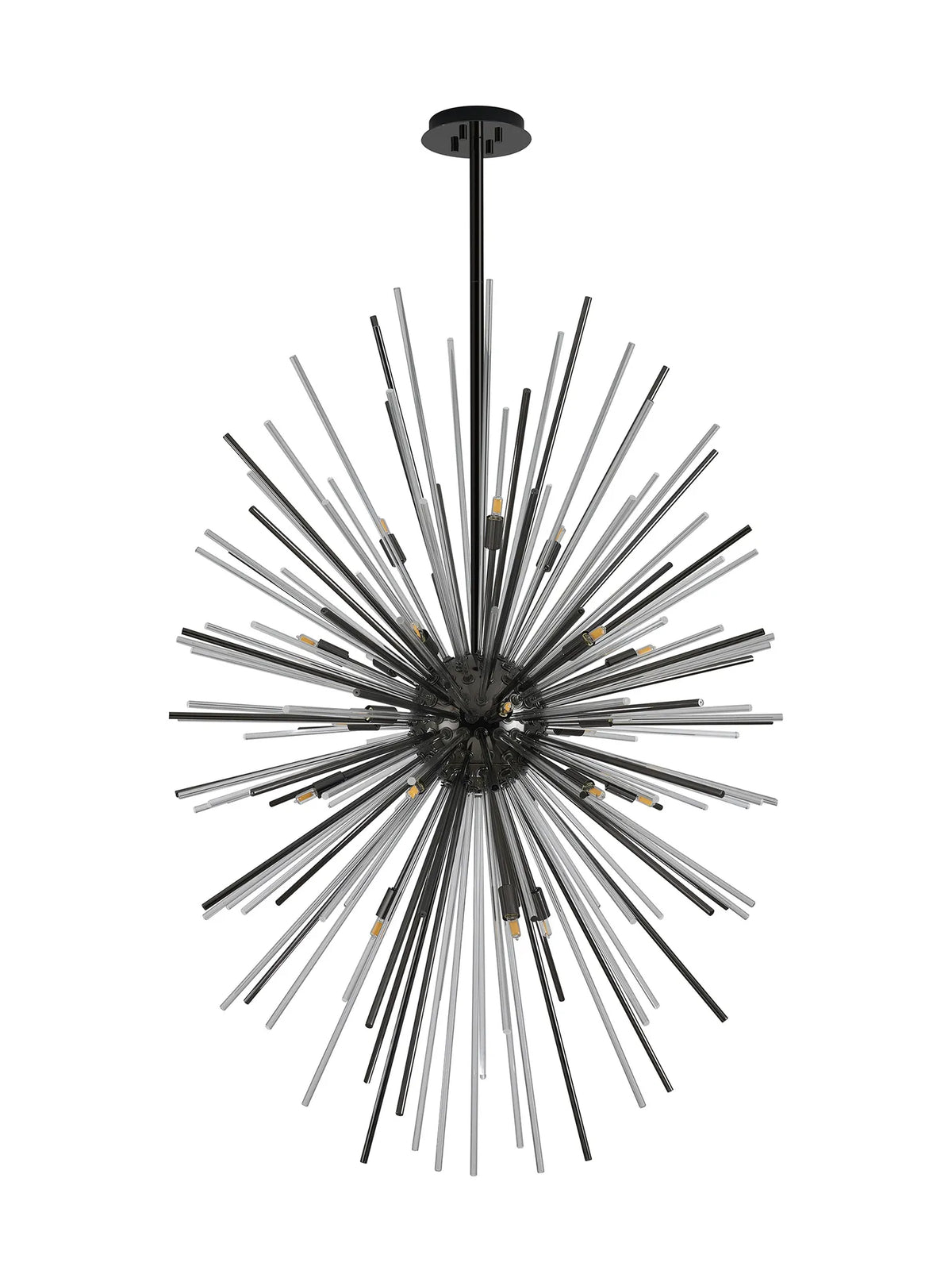 Fabula Kempton Sputnik Glass Rod Vertical Oval Pendant Light – 75 cm – Black Chrome & Clear