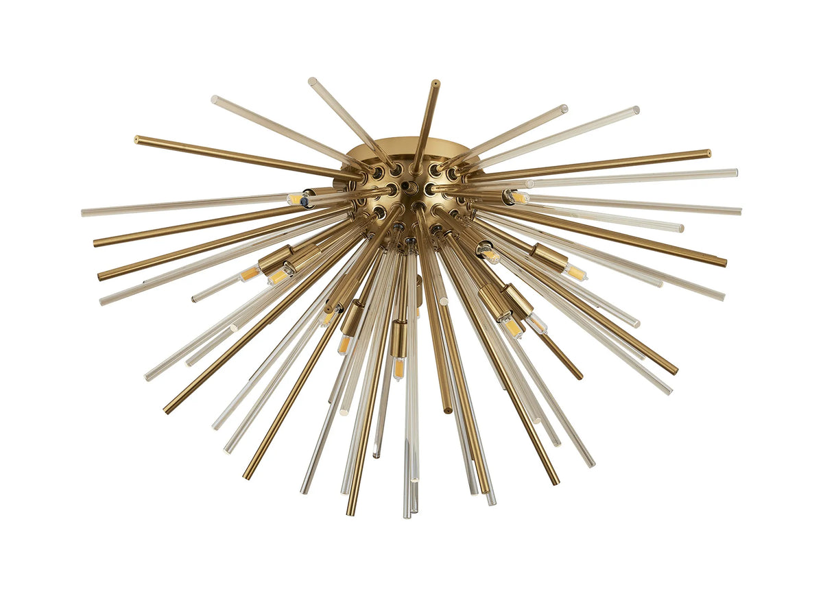 Fabula Kempton Sputnik Glass Rod Glass Rod Flush Ceiling Light – 75 cm – Brass & Cognac