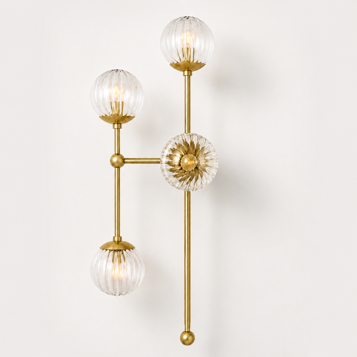 Schwung Armstrong 4 L 4 Light Wall Sconce Light - Dries Ribbon Glass