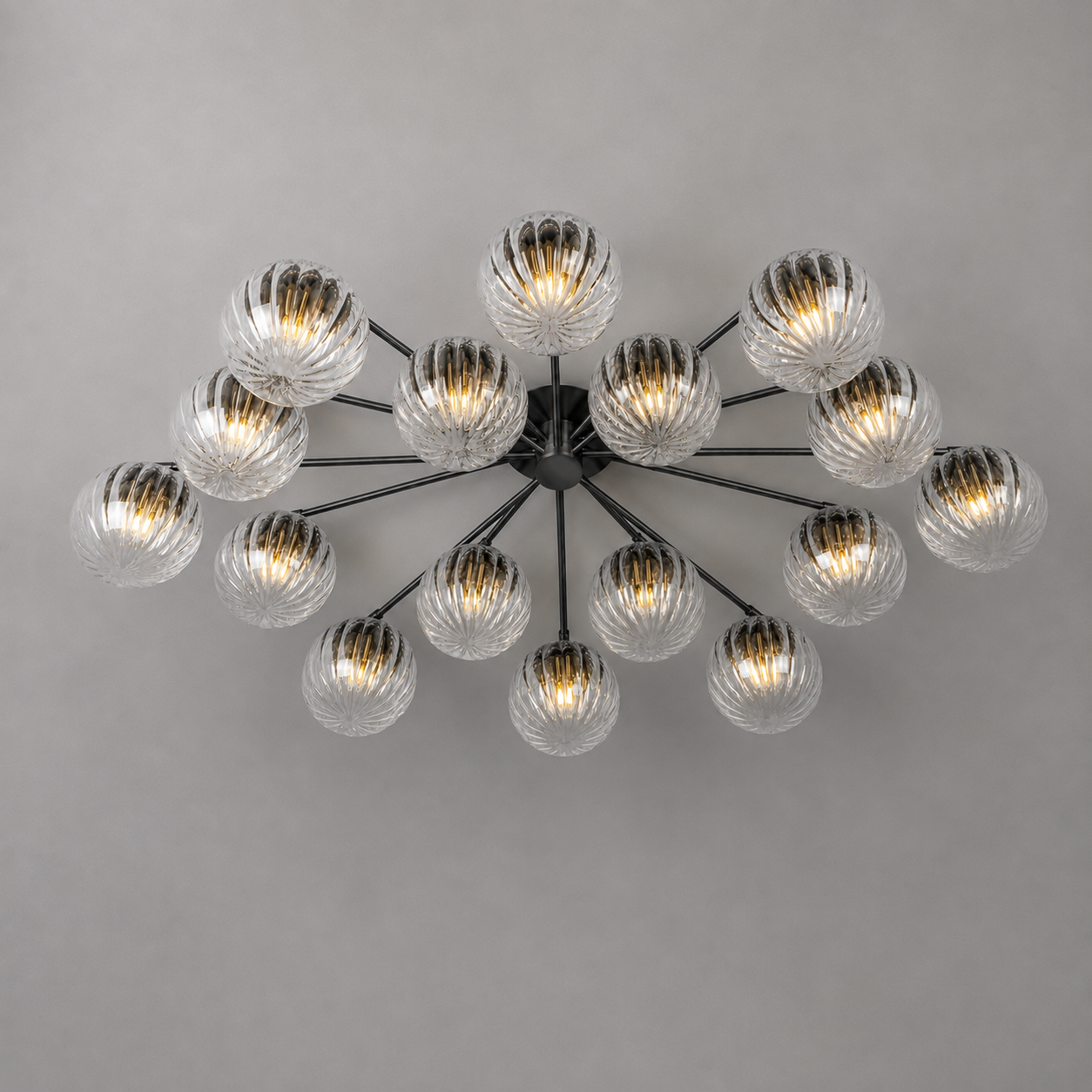 Schwung Orion Oval 16 Light Chandelier/Flush - Dries Ribbon Glass