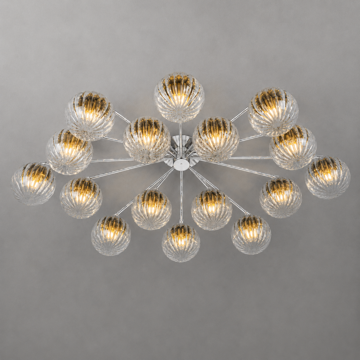 Schwung Orion Oval 16 Light Chandelier/Flush - Dries Ribbon Glass