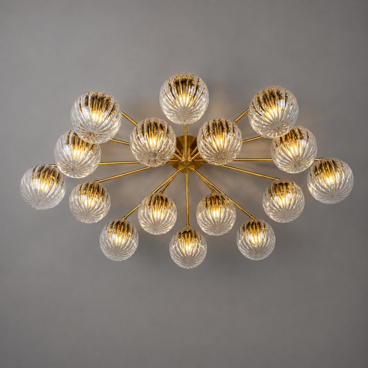 Schwung Orion Oval 16 Light Chandelier/Flush - Dries Ribbon Glass