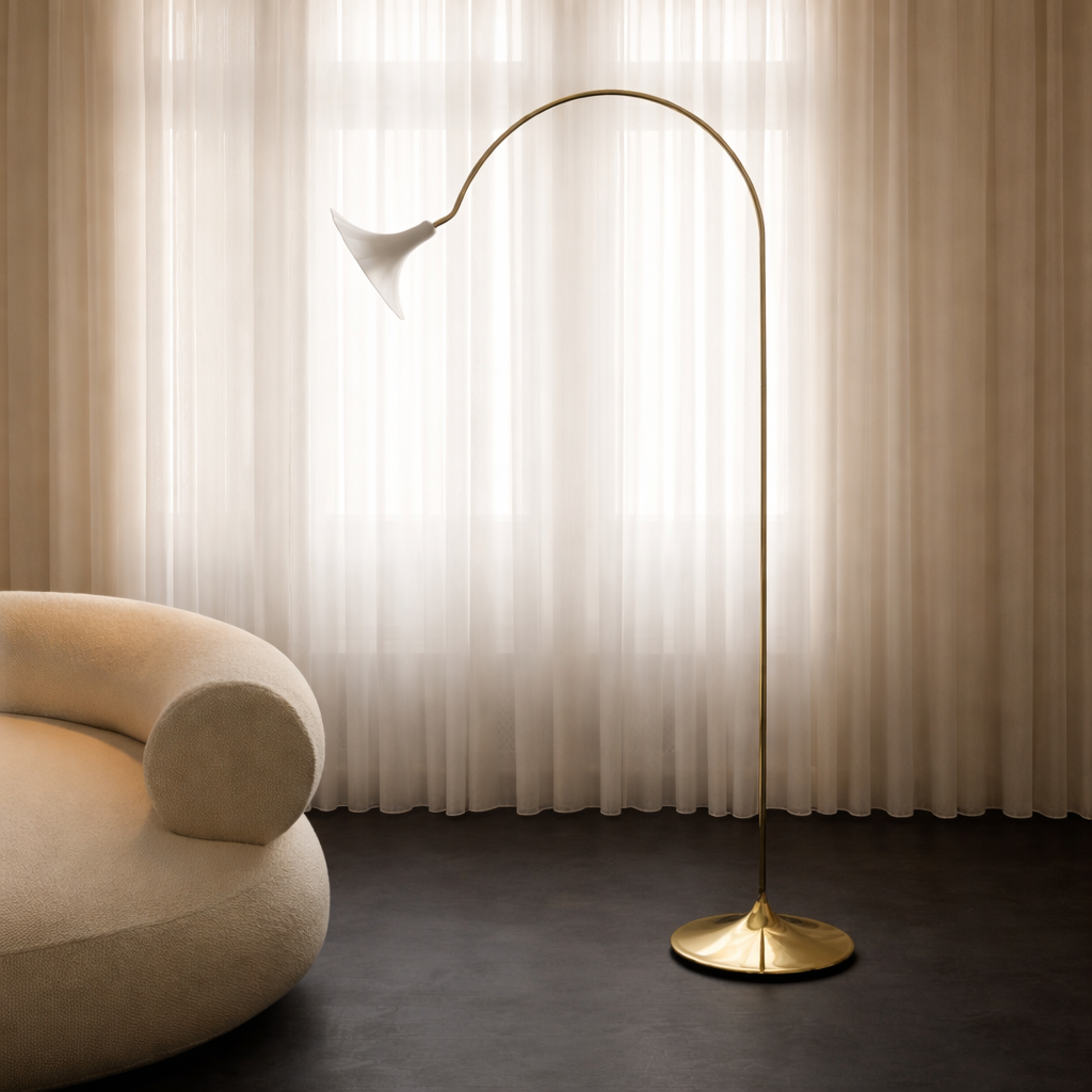 Nuura Petalii 1 Light Floor Lamp - White & Polished Brass