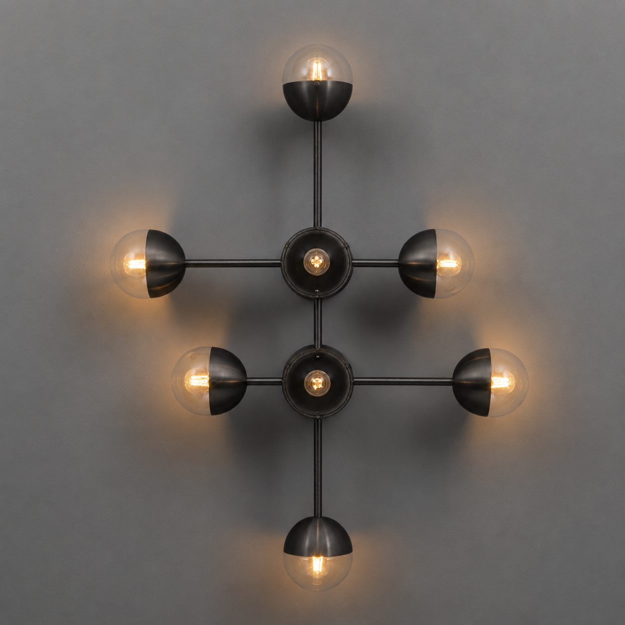 Schwung Molecule 8 Light Flush/Wall Sconce Light - Transparent Glass