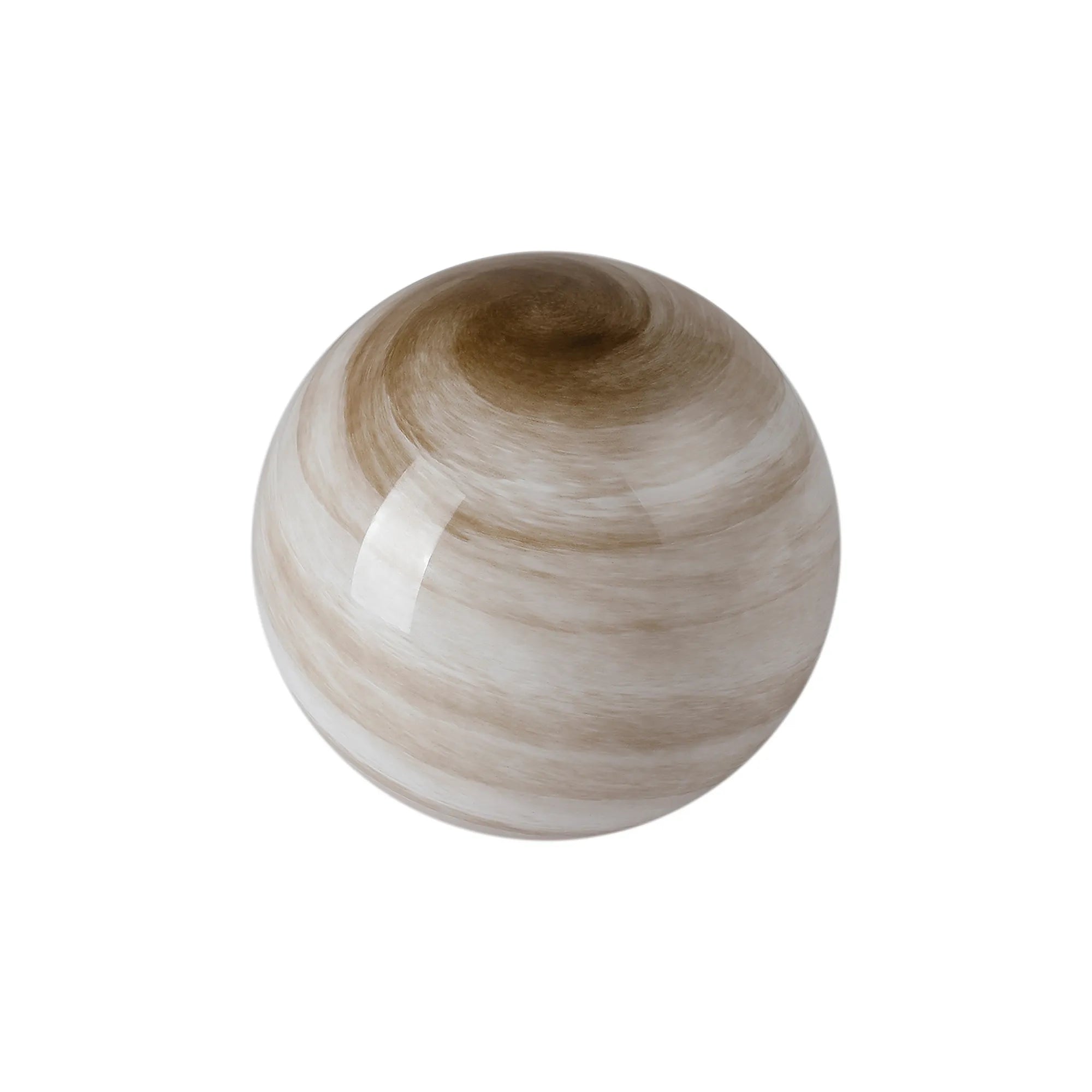 Sycamore 15cm Round Marble Effect Glass Shade (H) - Dark Beige with Metal Ring