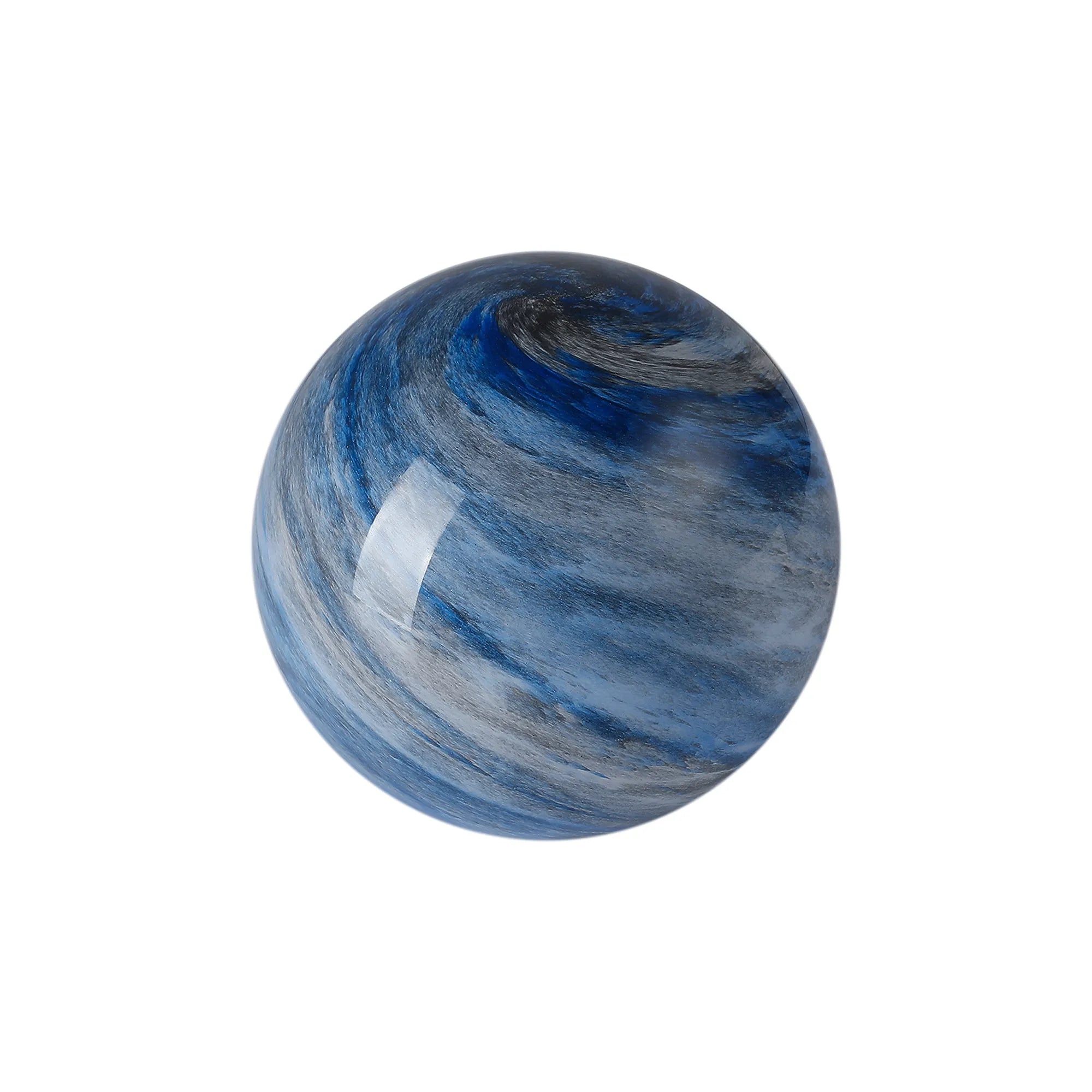Sycamore 15cm Round Marble Effect Glass Shade (H) - Dark Blue with Metal Ring