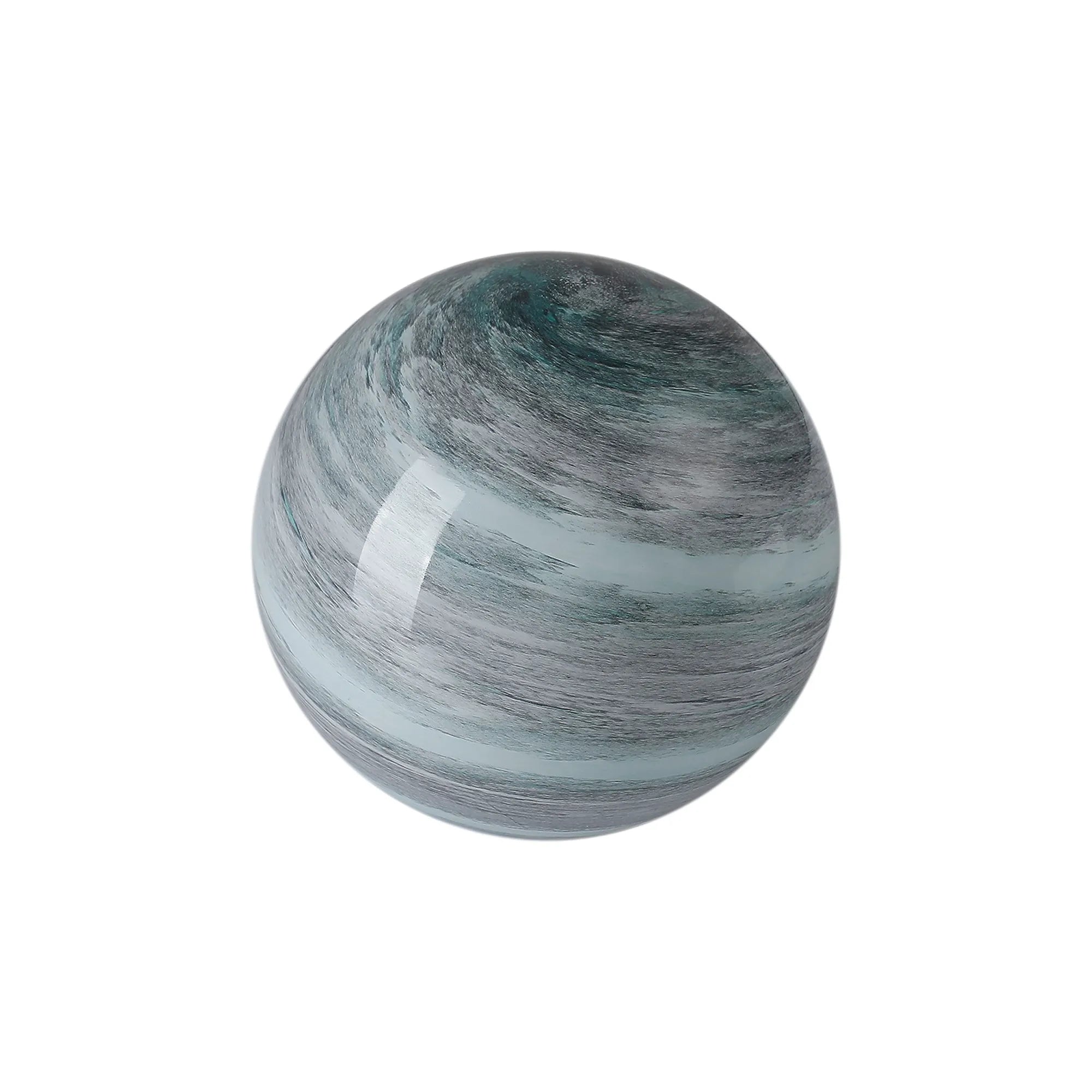 Sycamore 15cm Round Marble Effect Glass Shade (H) - Dark Green with Metal Ring