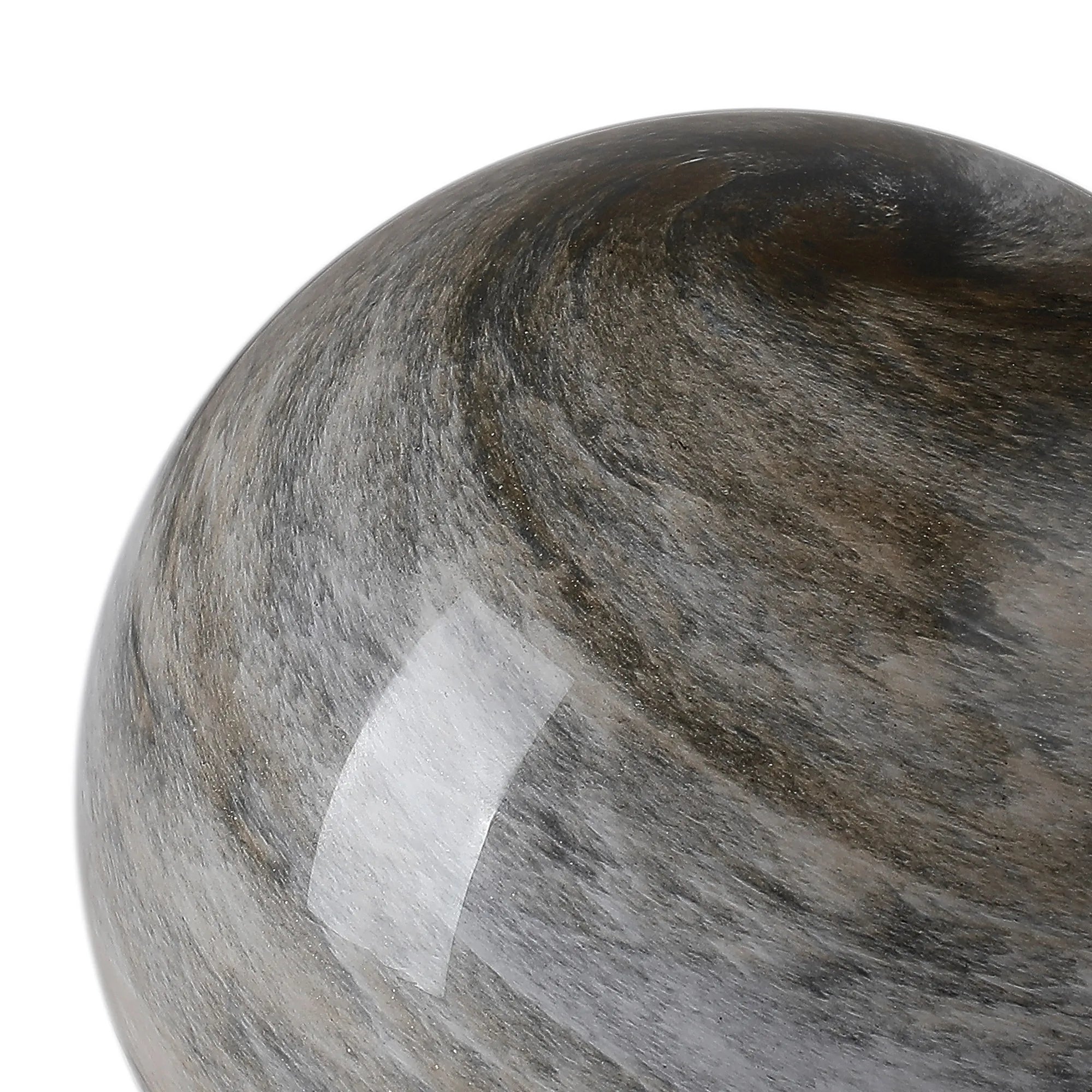 Sycamore 15cm Round Marble Effect Glass Shade (H) - Light -Grey with Metal Ring