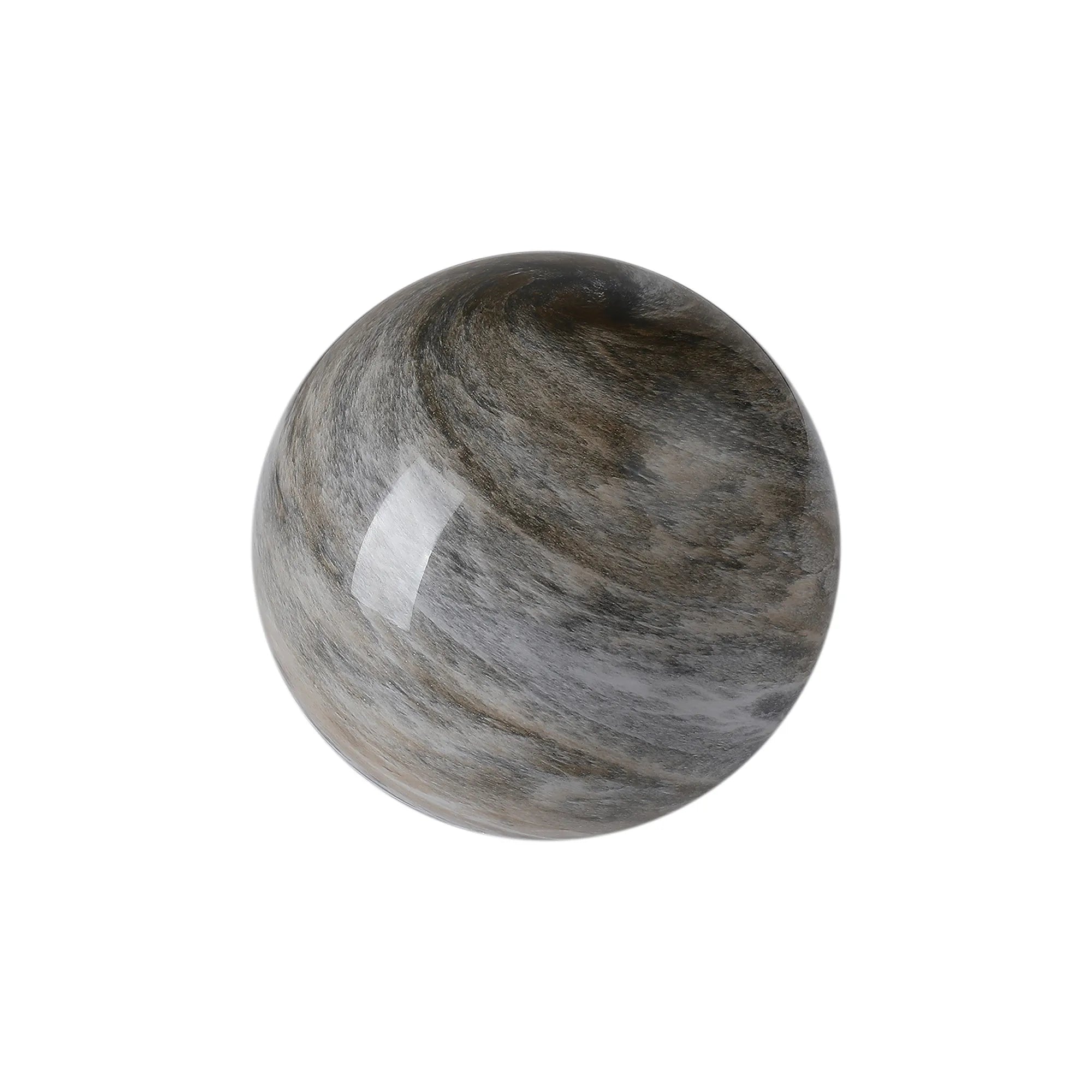 Sycamore 15cm Round Marble Effect Glass Shade (H) - Light -Grey with Metal Ring
