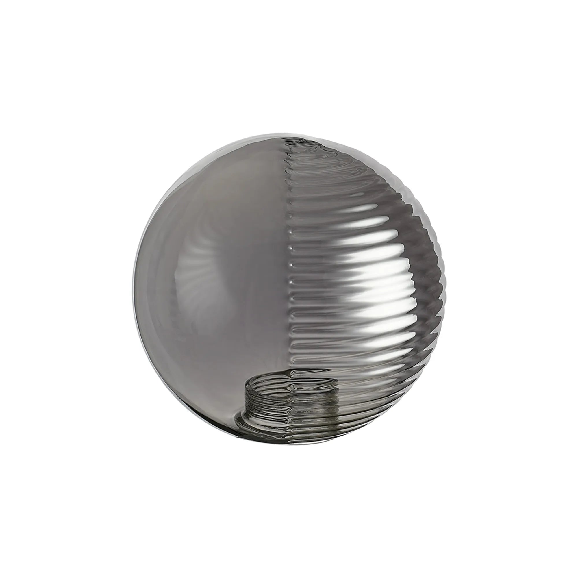 Sycamore 15cm Round Double Textured Smooth & Ribbed Glass Shade - Smoke Plated