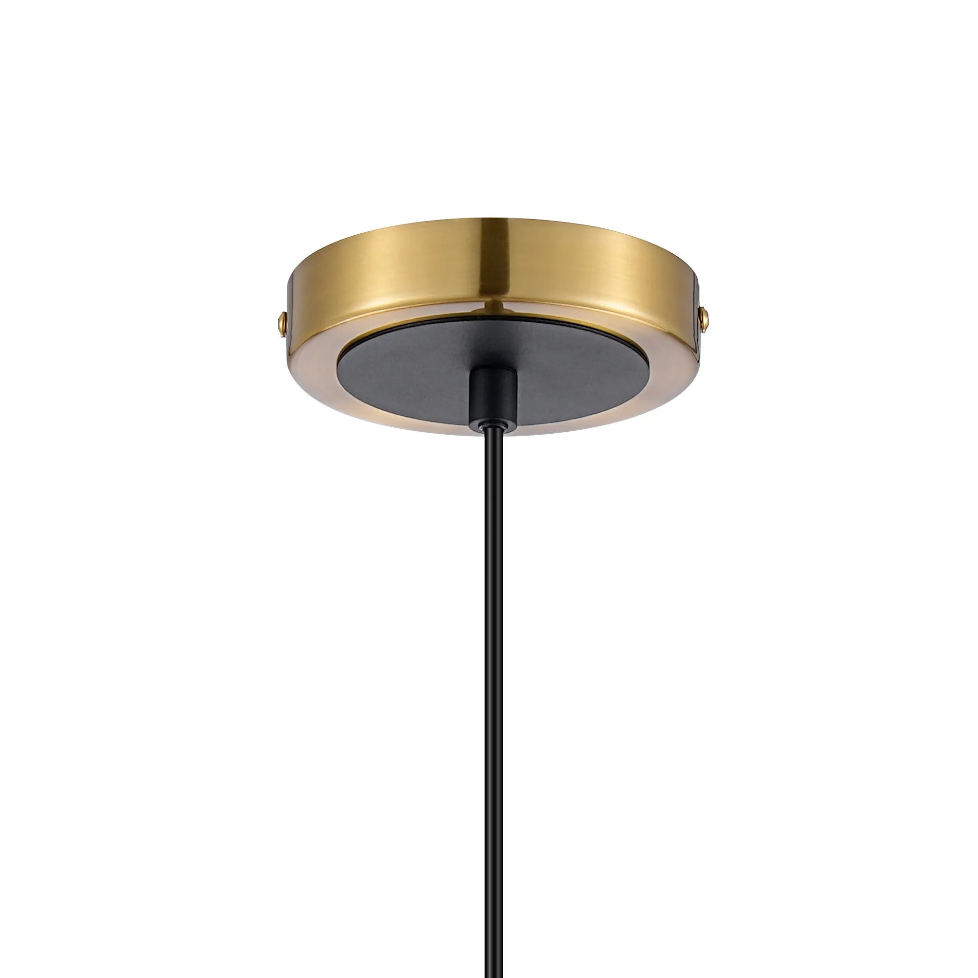 Sycamore Pendant with 15cm Round Dimpled Glass Shade - Brass, Clear & Satin Black