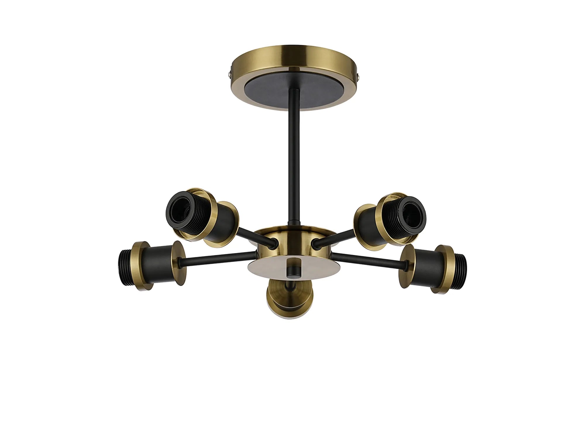 Sycamore Semi Ceiling 5 Light Brass & Satin Black