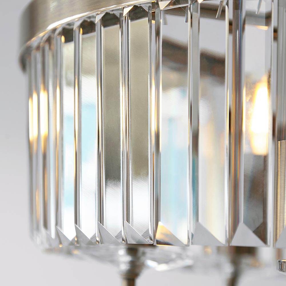 Utopia Martini 3 Light Semi Flush Fitting - Antique Brass & Clear Cut Glass