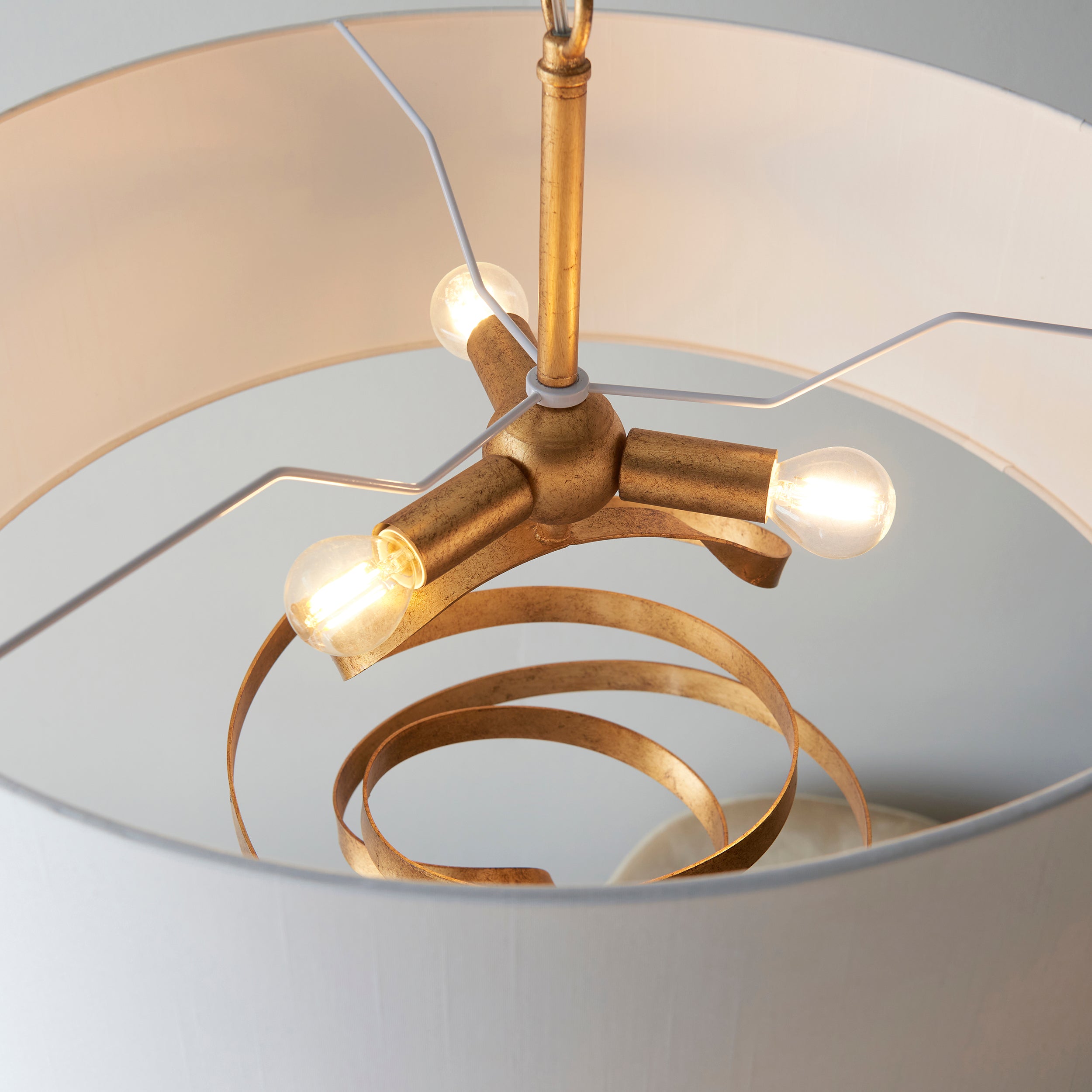 Utopia Swirl Pendant - Gold With Ivory Shade