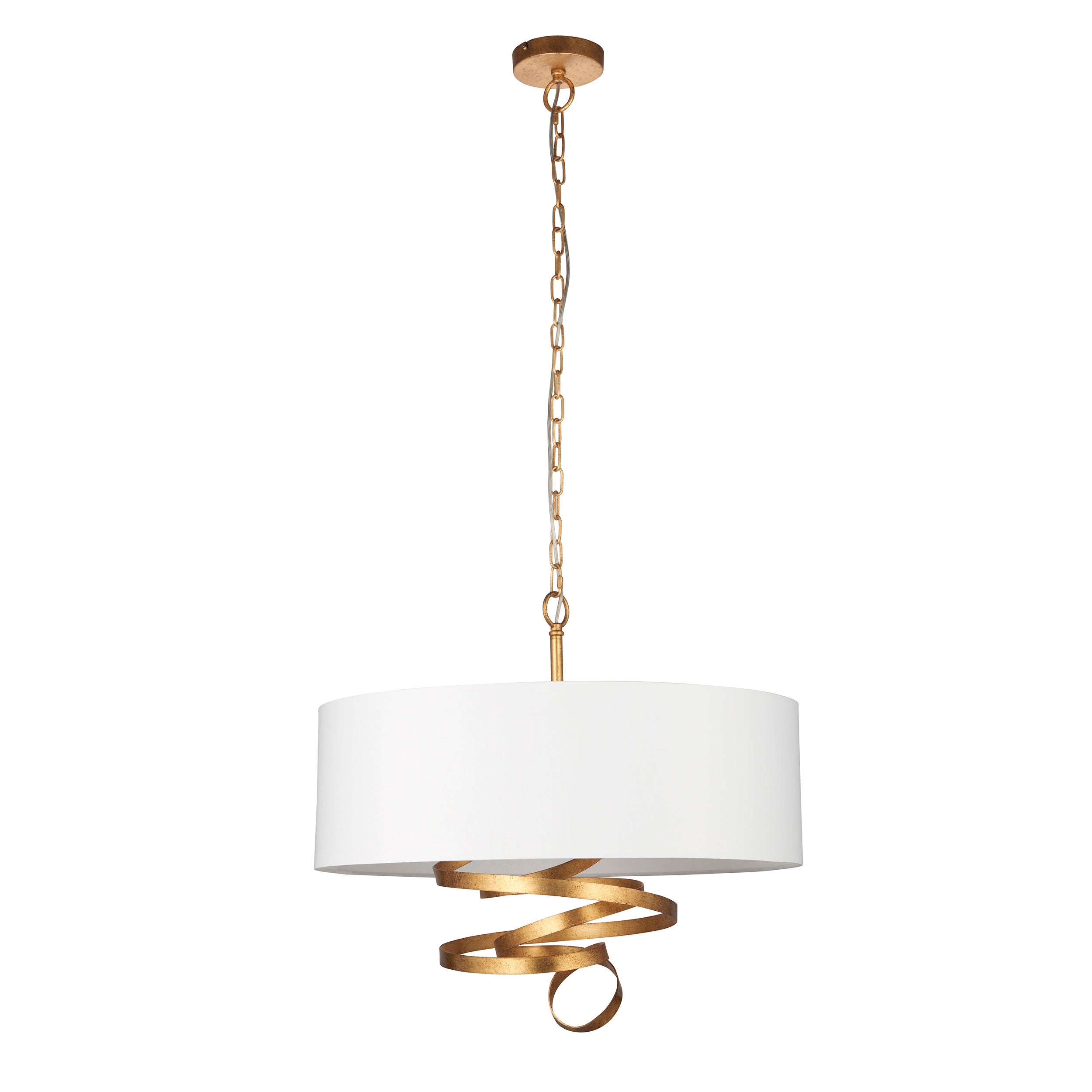 Utopia Swirl Pendant - Gold With Ivory Shade