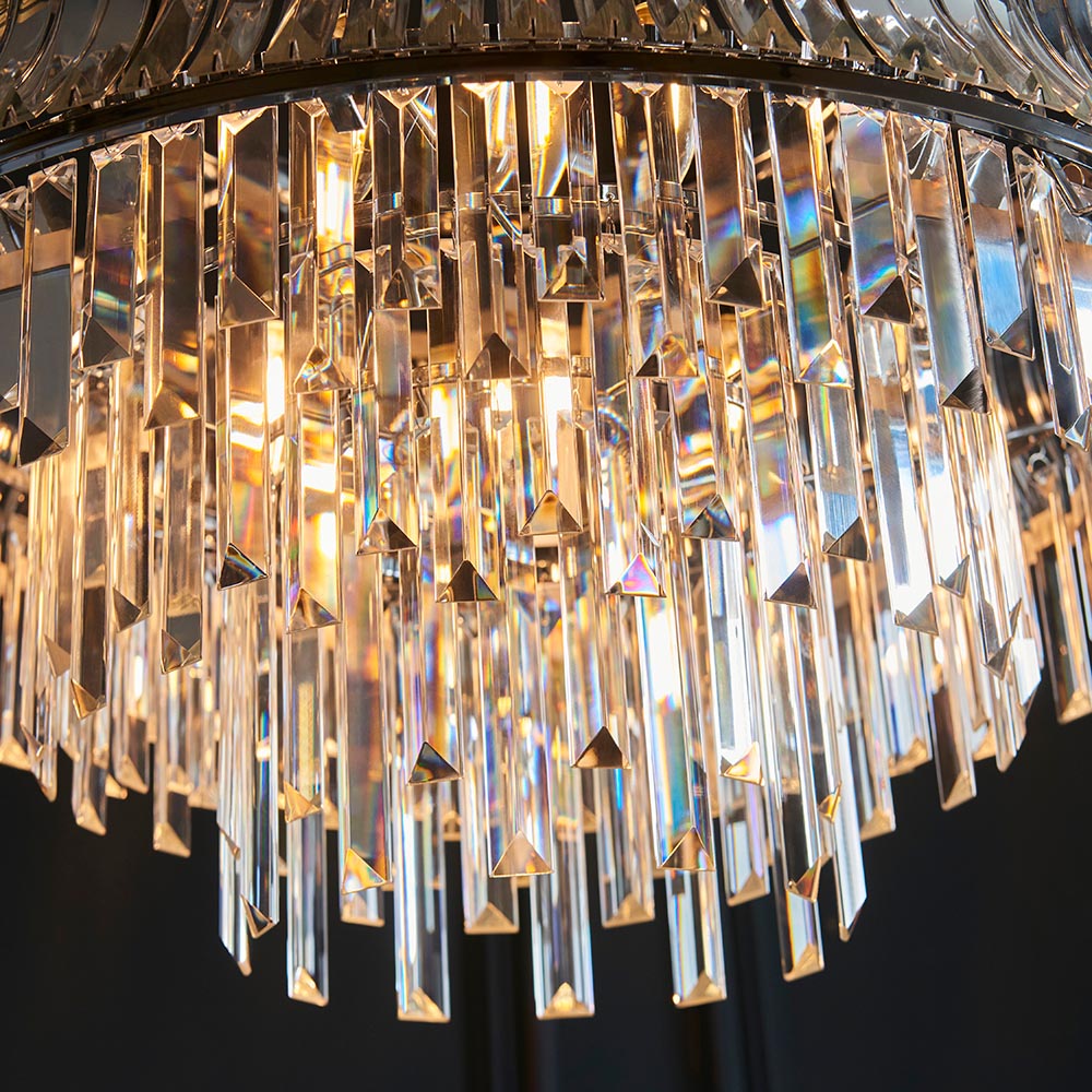 Utopia Bow 9 Light Pendant - Bright Nickel Plate with Crystal & Clear Glass